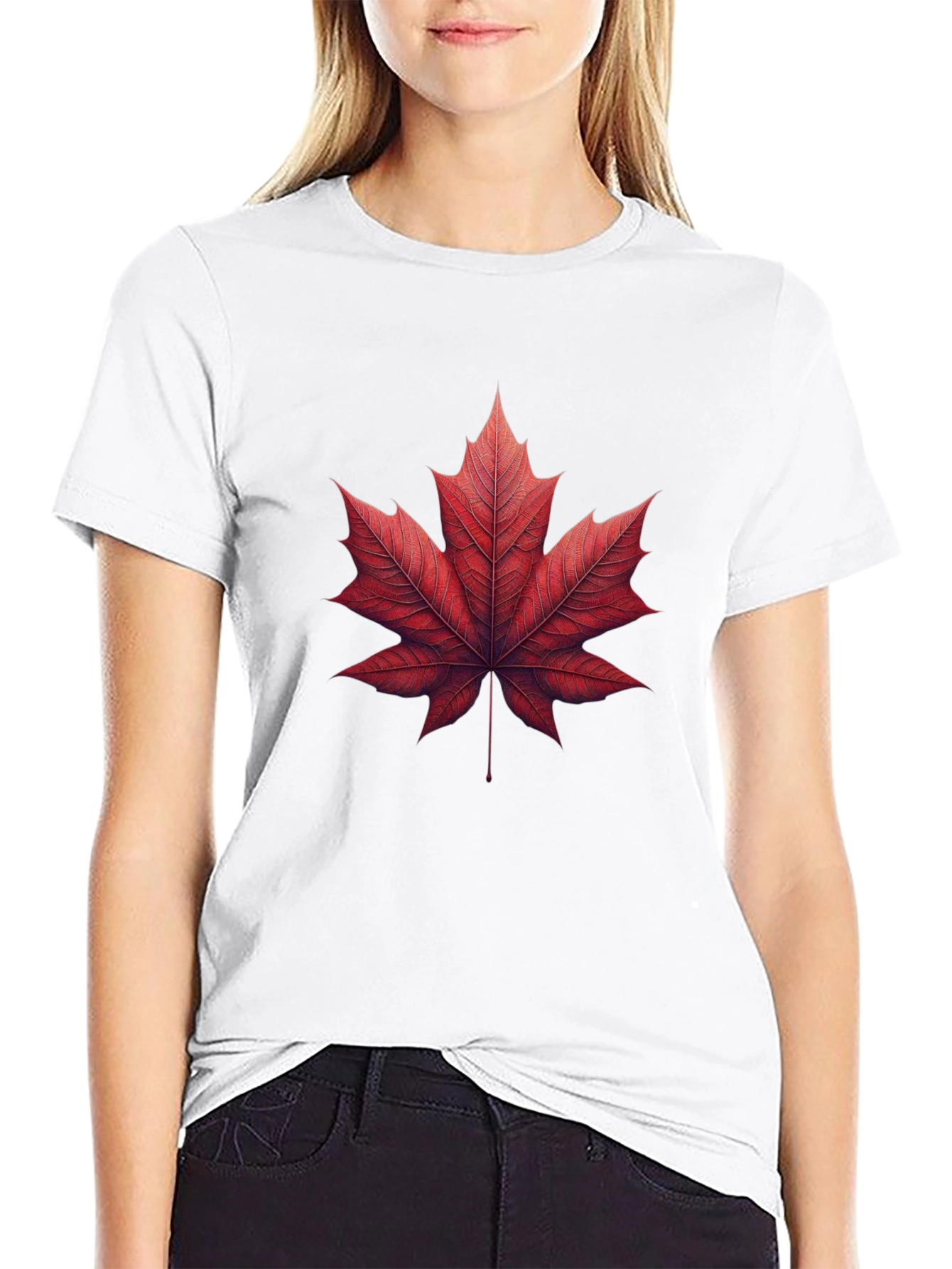Maple Leaf Graphic Tee - Black Casual Shirt