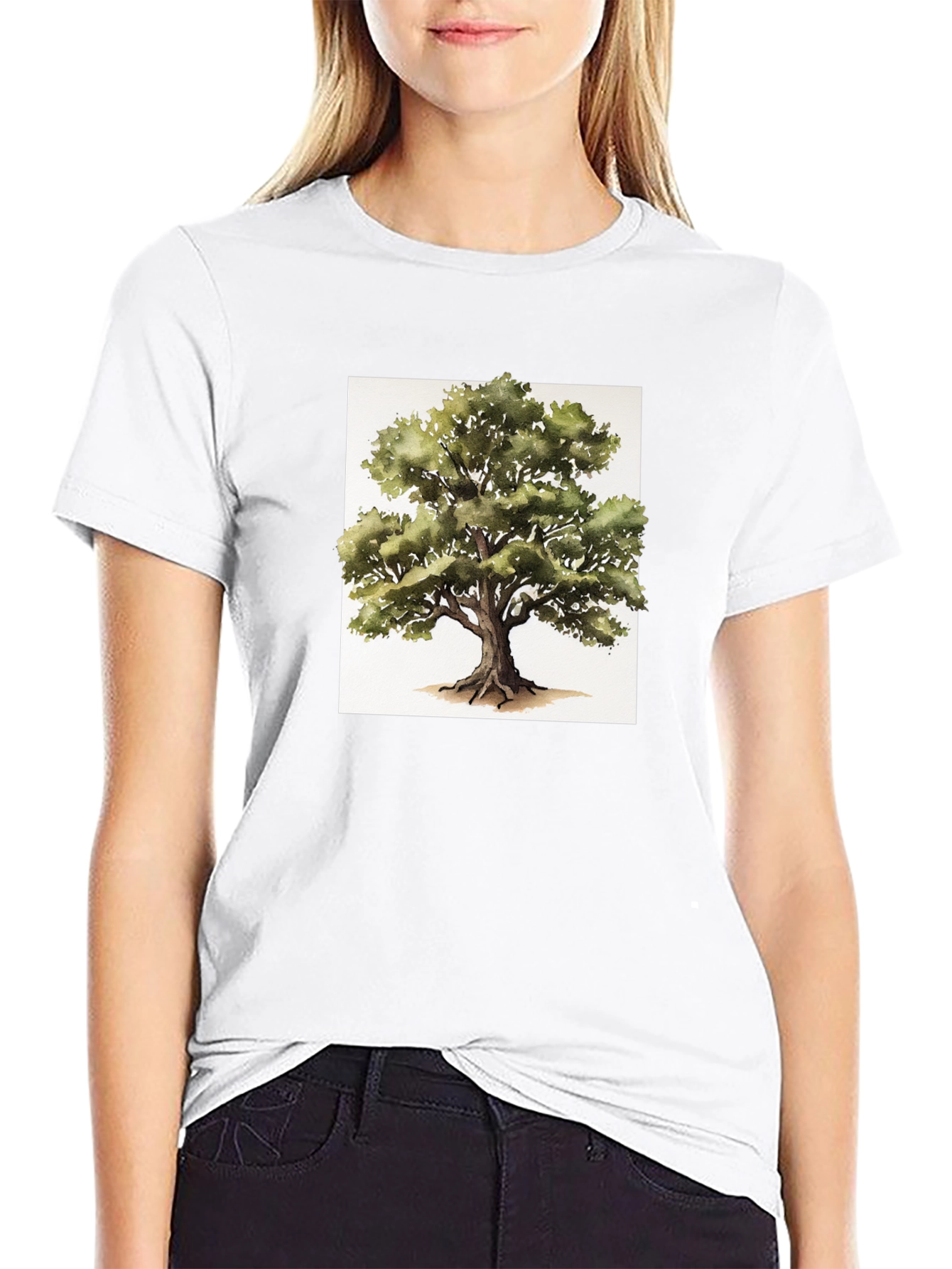 Nature Tree Graphic Tee - Soft Black Cotton Shirt