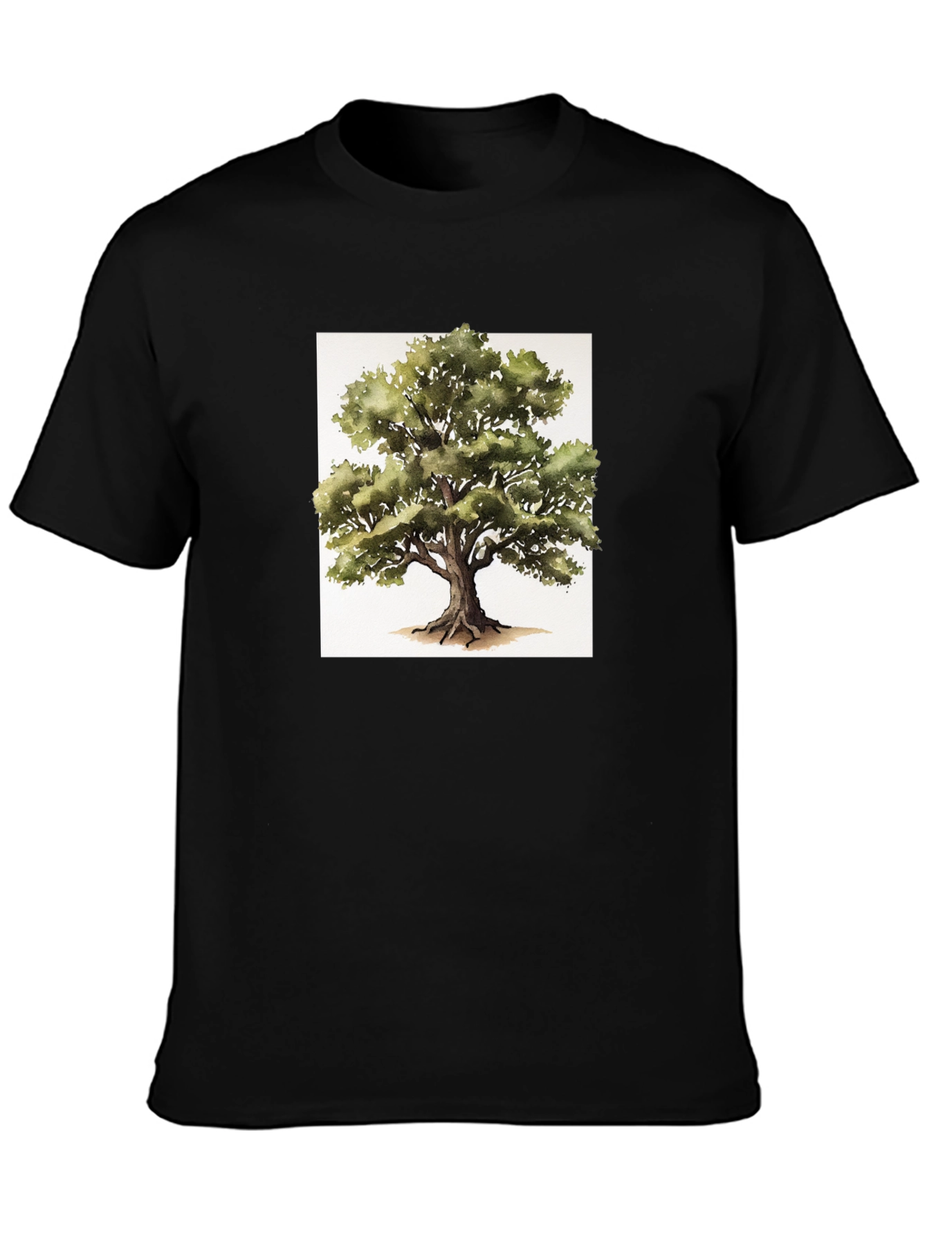 Nature Tree Graphic Tee - Soft Black Cotton Shirt