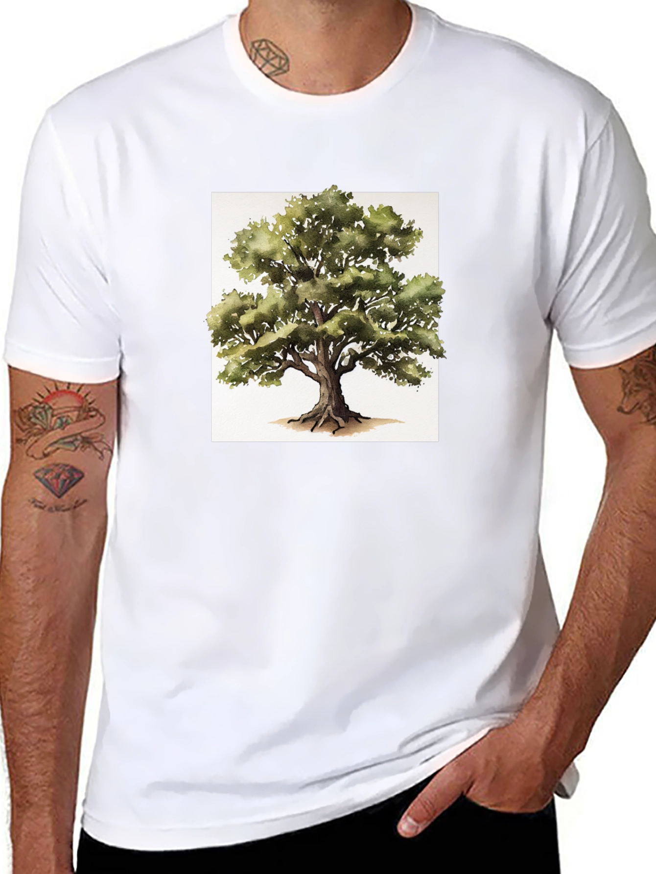 Nature Tree Graphic Tee - Soft Black Cotton Shirt