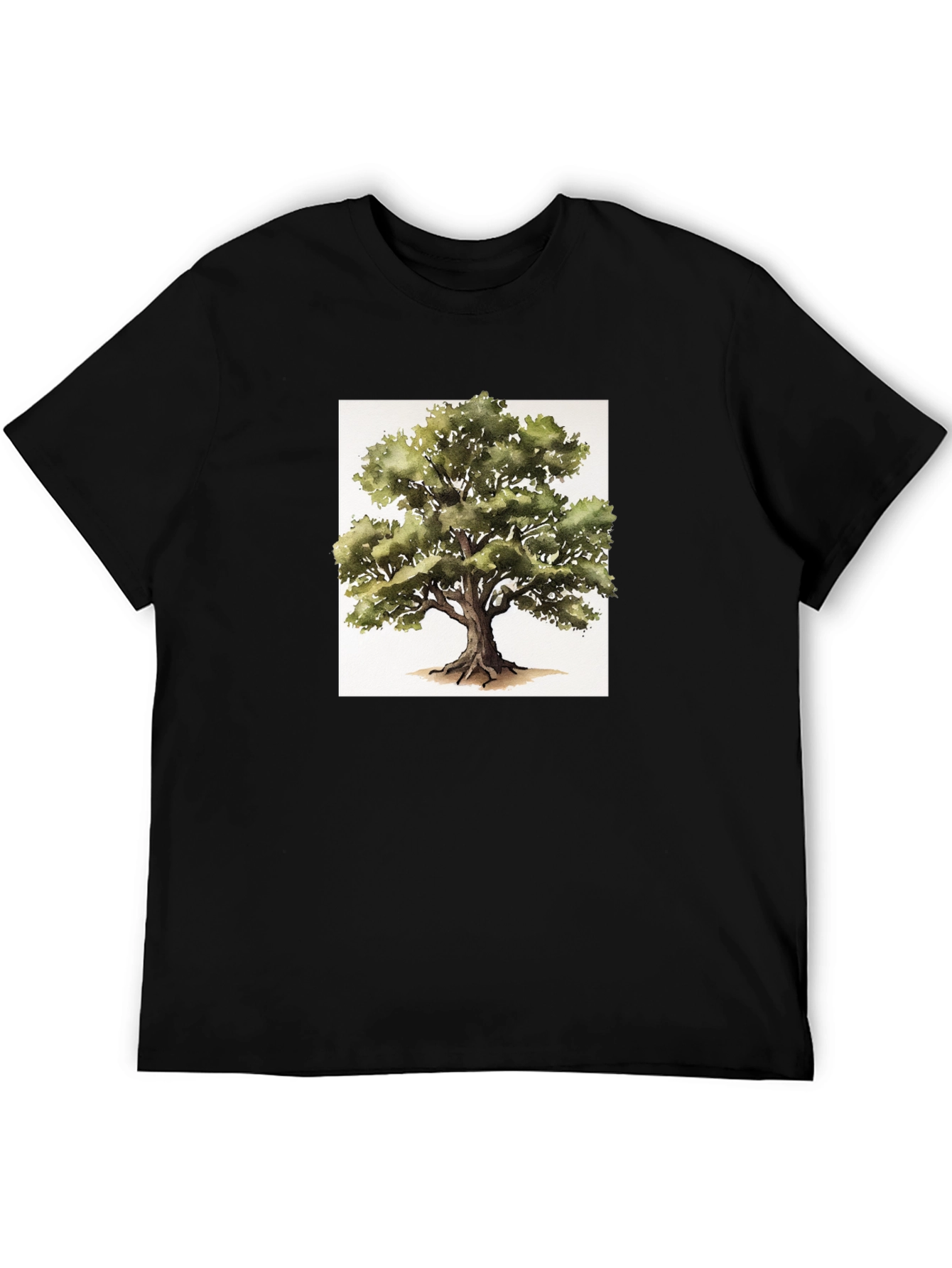 Nature Tree Graphic Tee - Soft Black Cotton Shirt