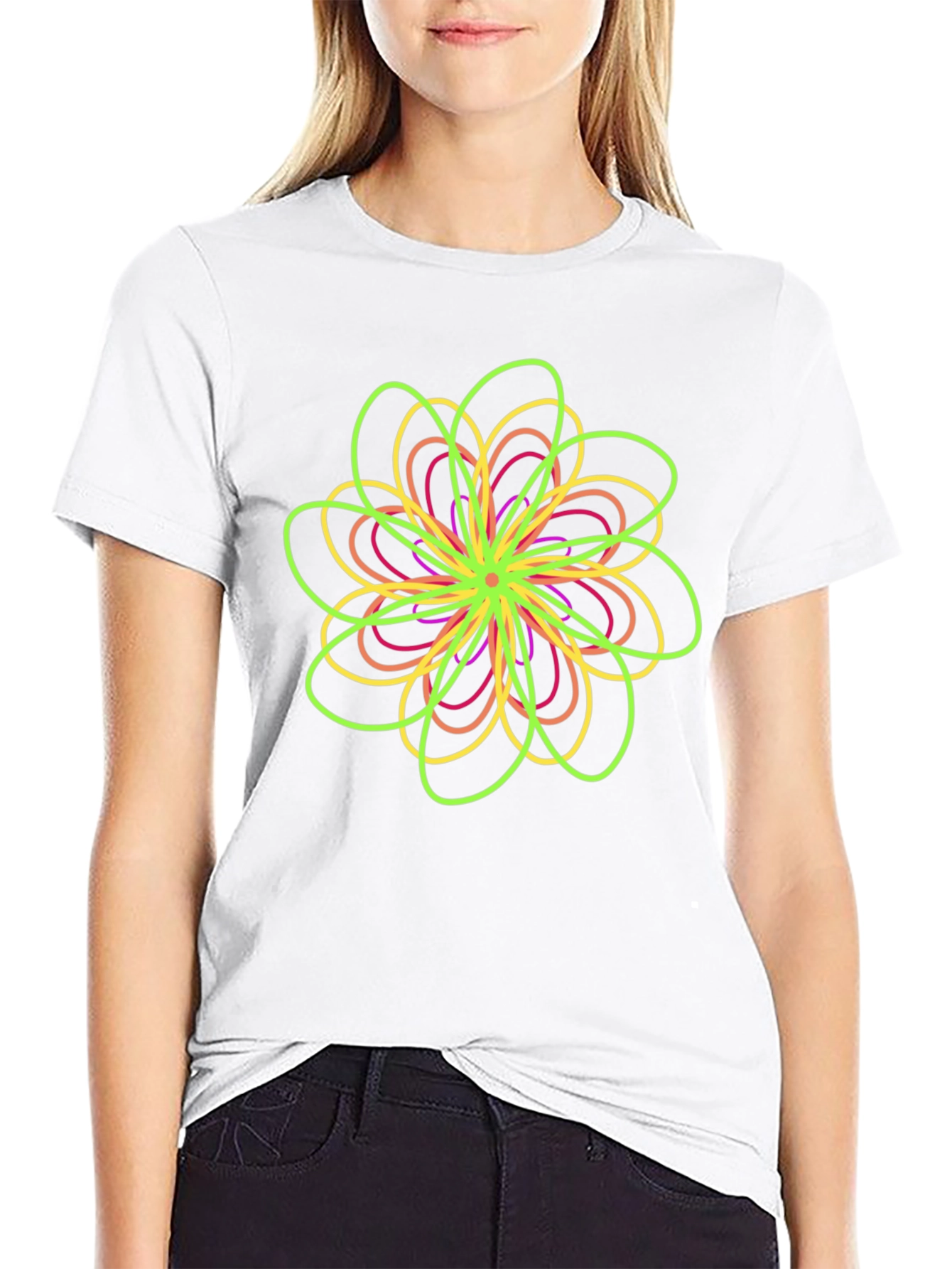 Abstract Floral Graphic Tee - Black