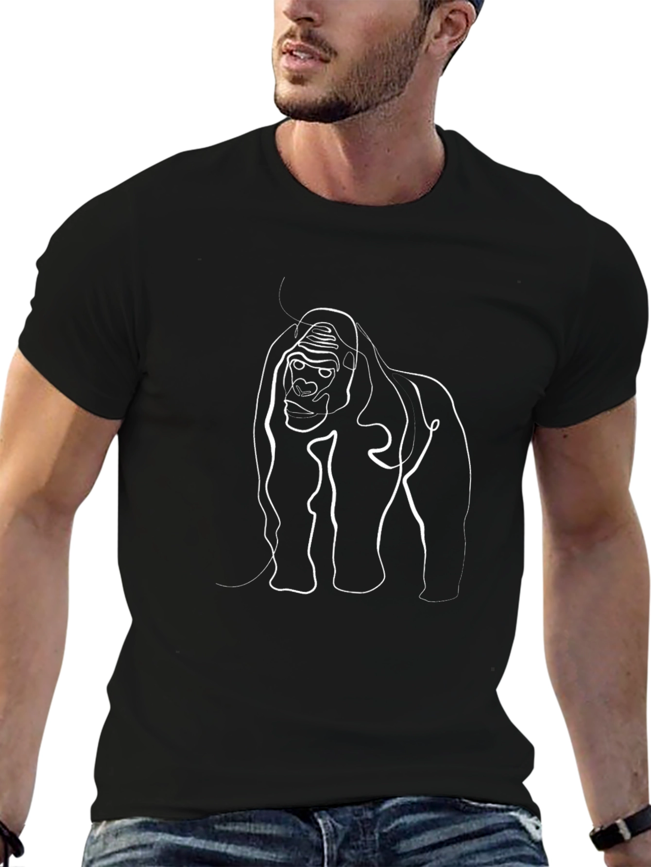 Gorilla Line Art T-Shirt - Modern Graphic Tee