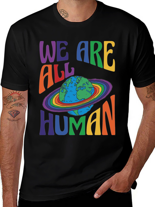 We Are All Human Earth Planet Rainbow Pride T-Shirt