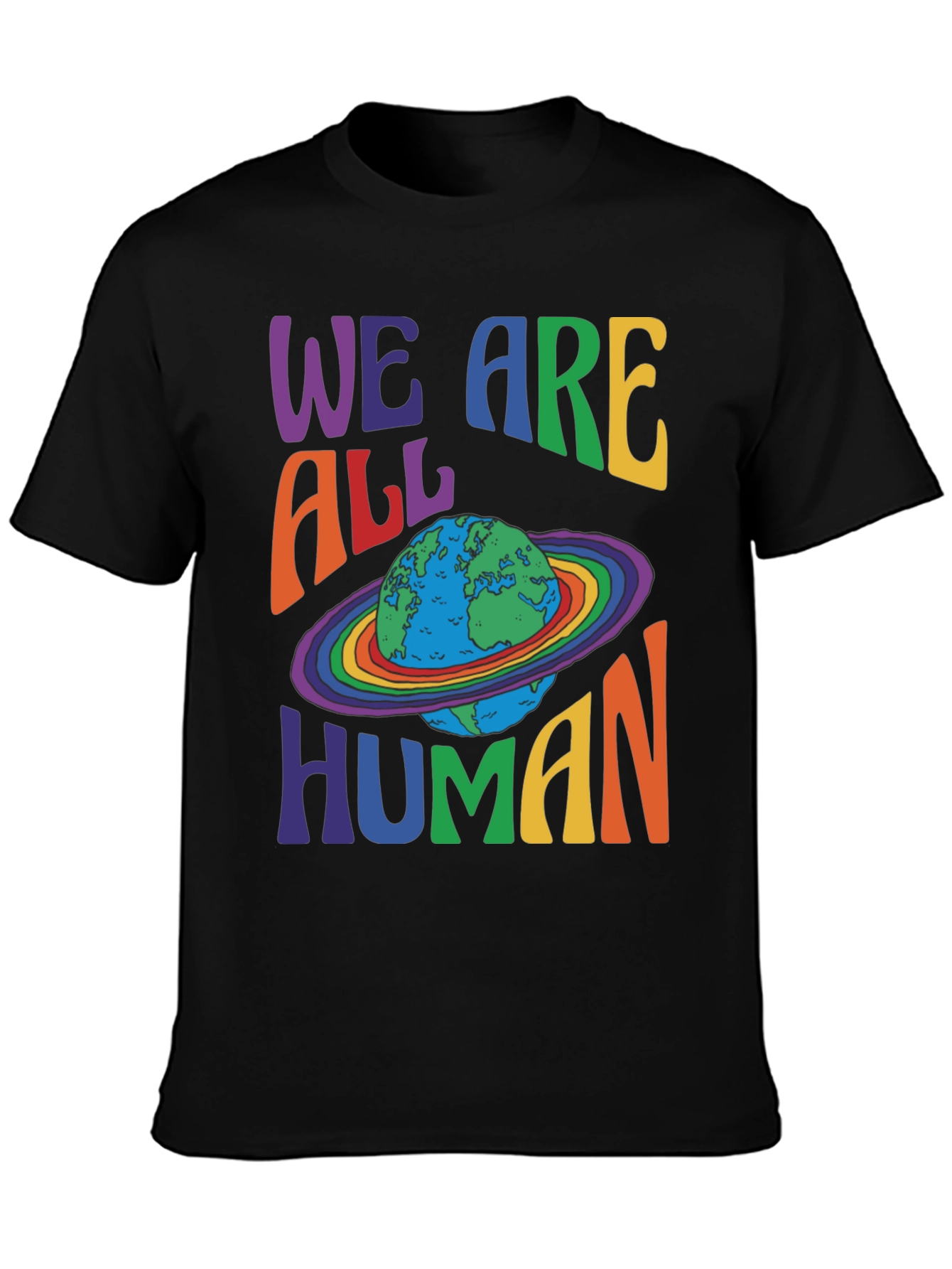 We Are All Human Earth Planet Rainbow Pride T-Shirt