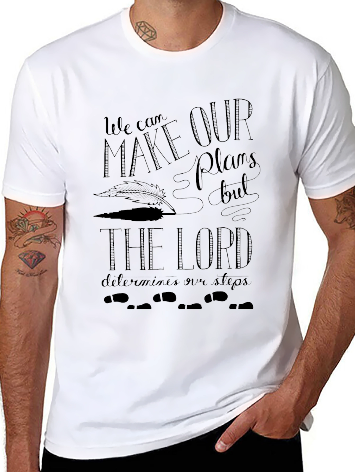 Faith-Based Graphic T-Shirt - Lord Determines Our Steps