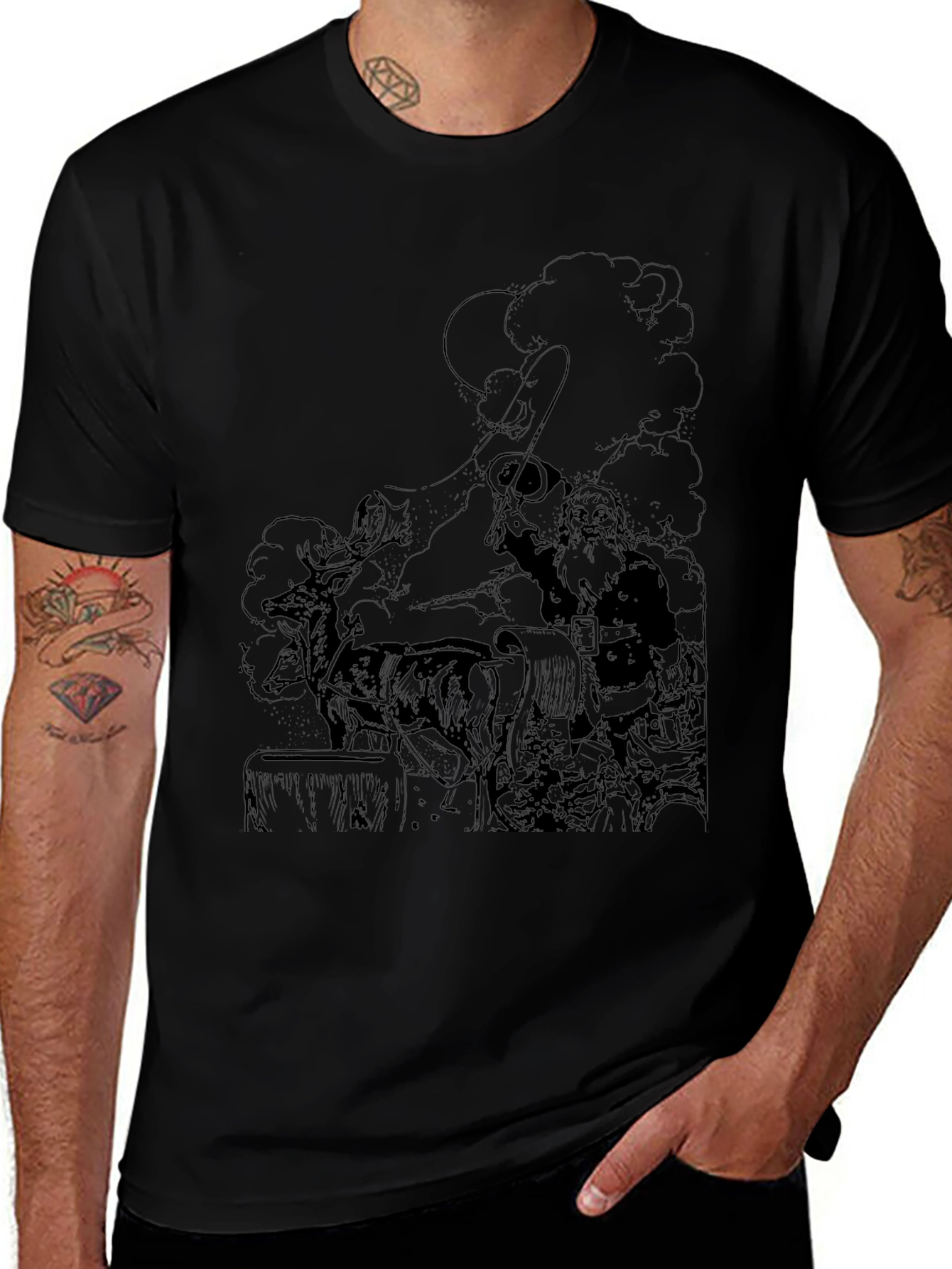 Santas Ride Black Graphic Tee