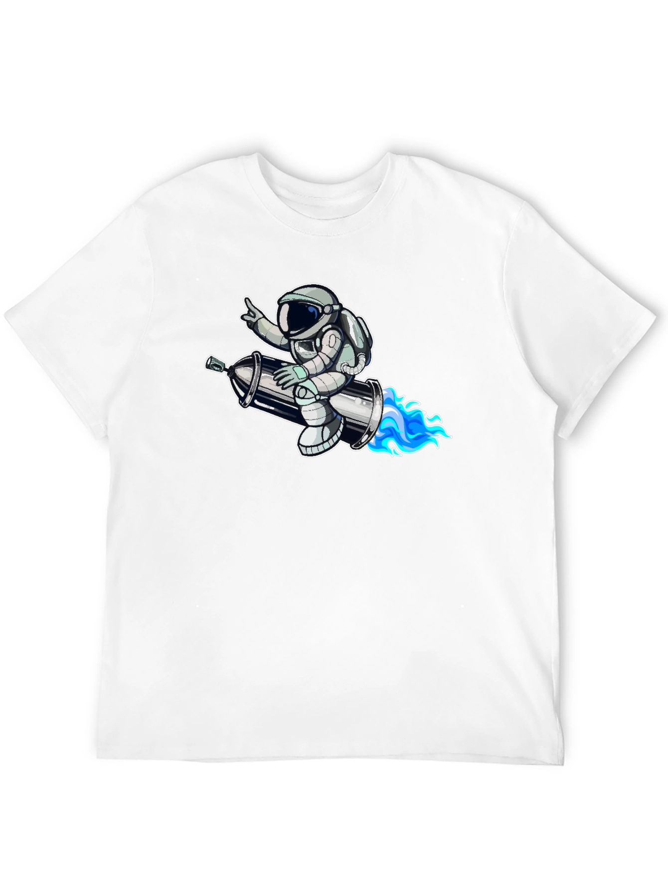 Astronaut on Rocket T-Shirt - Black