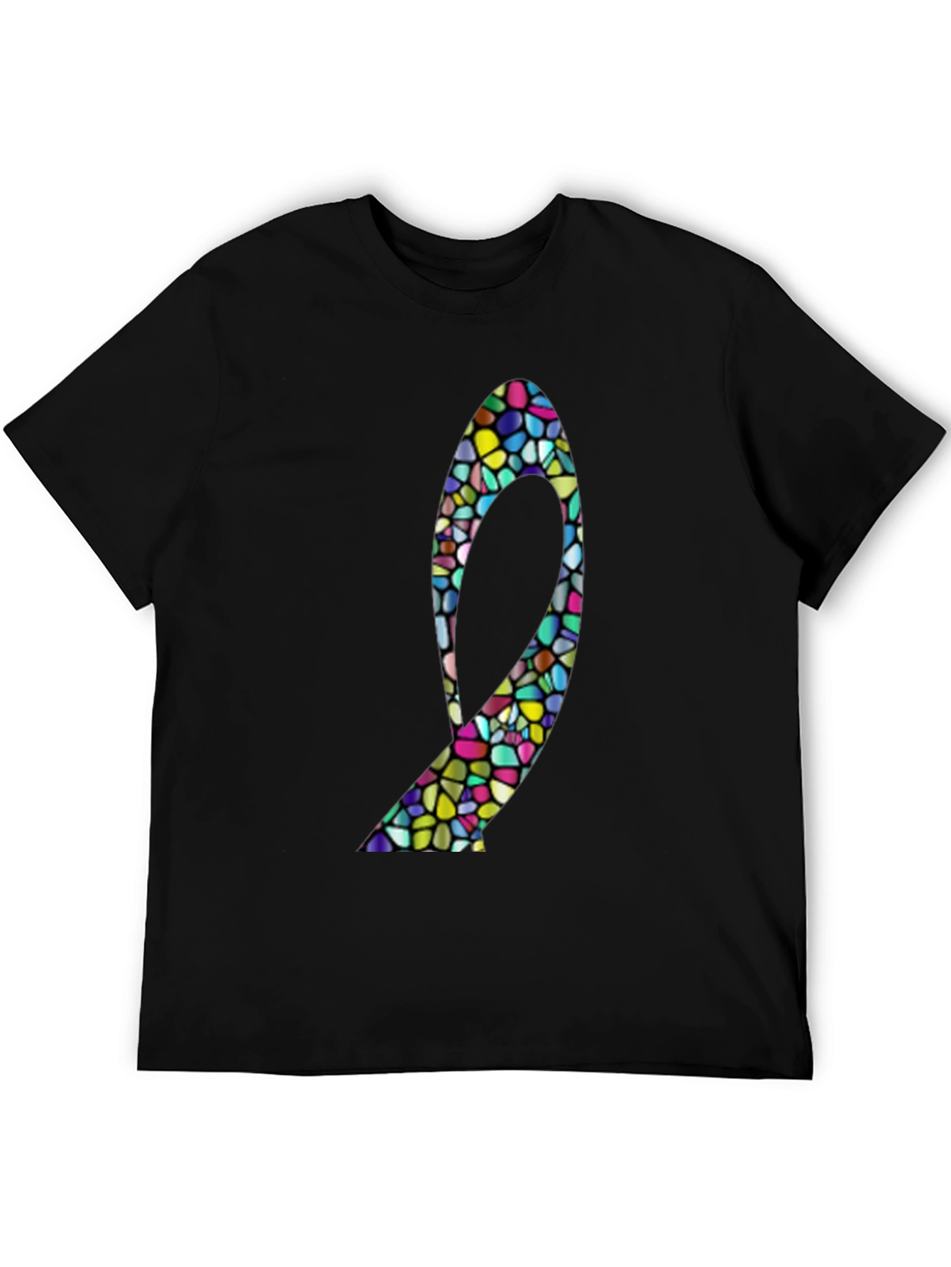 Mosaic Heel Black T-Shirt - Stylish Graphic Tee