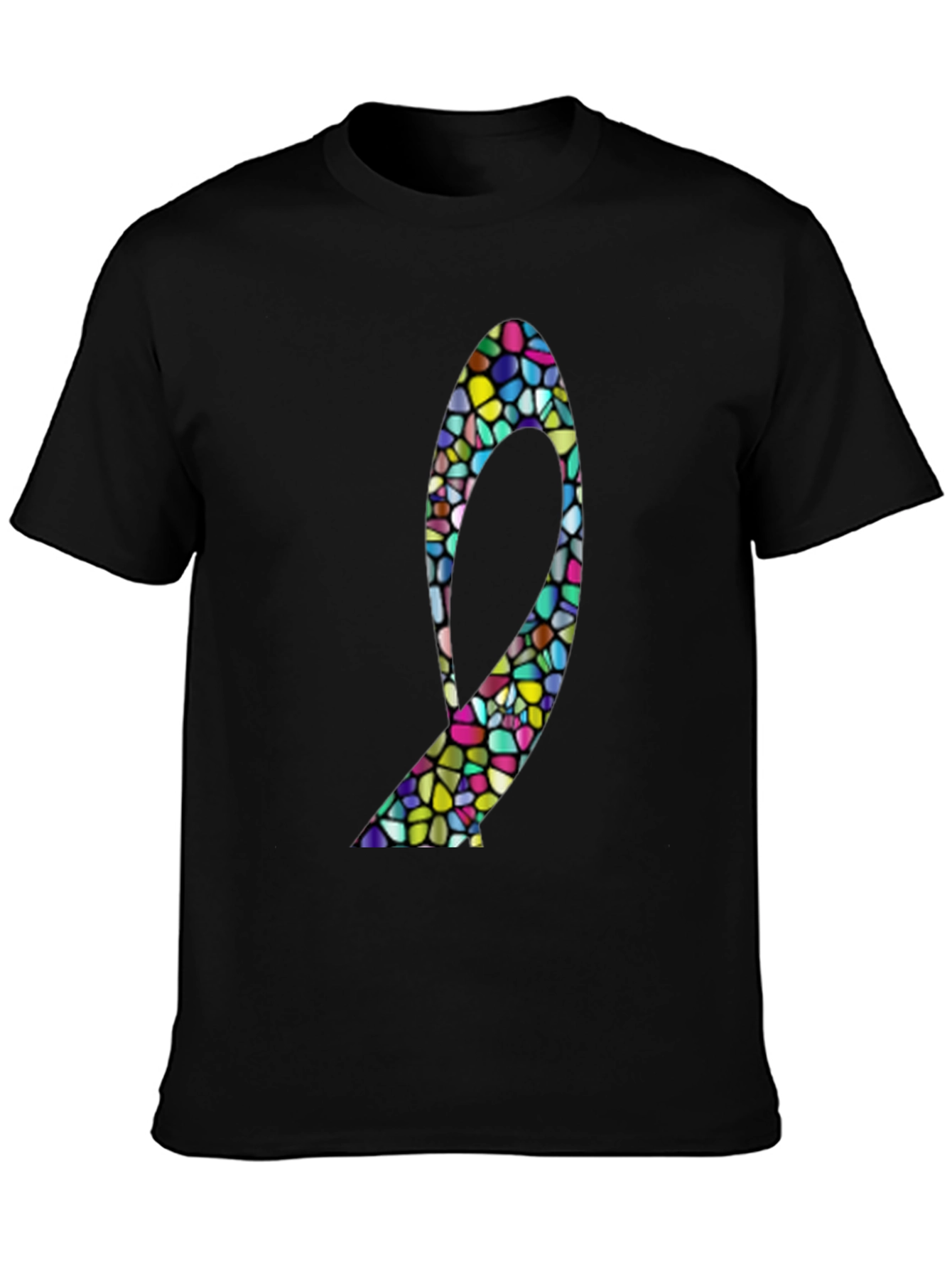 Mosaic Heel Black T-Shirt - Stylish Graphic Tee