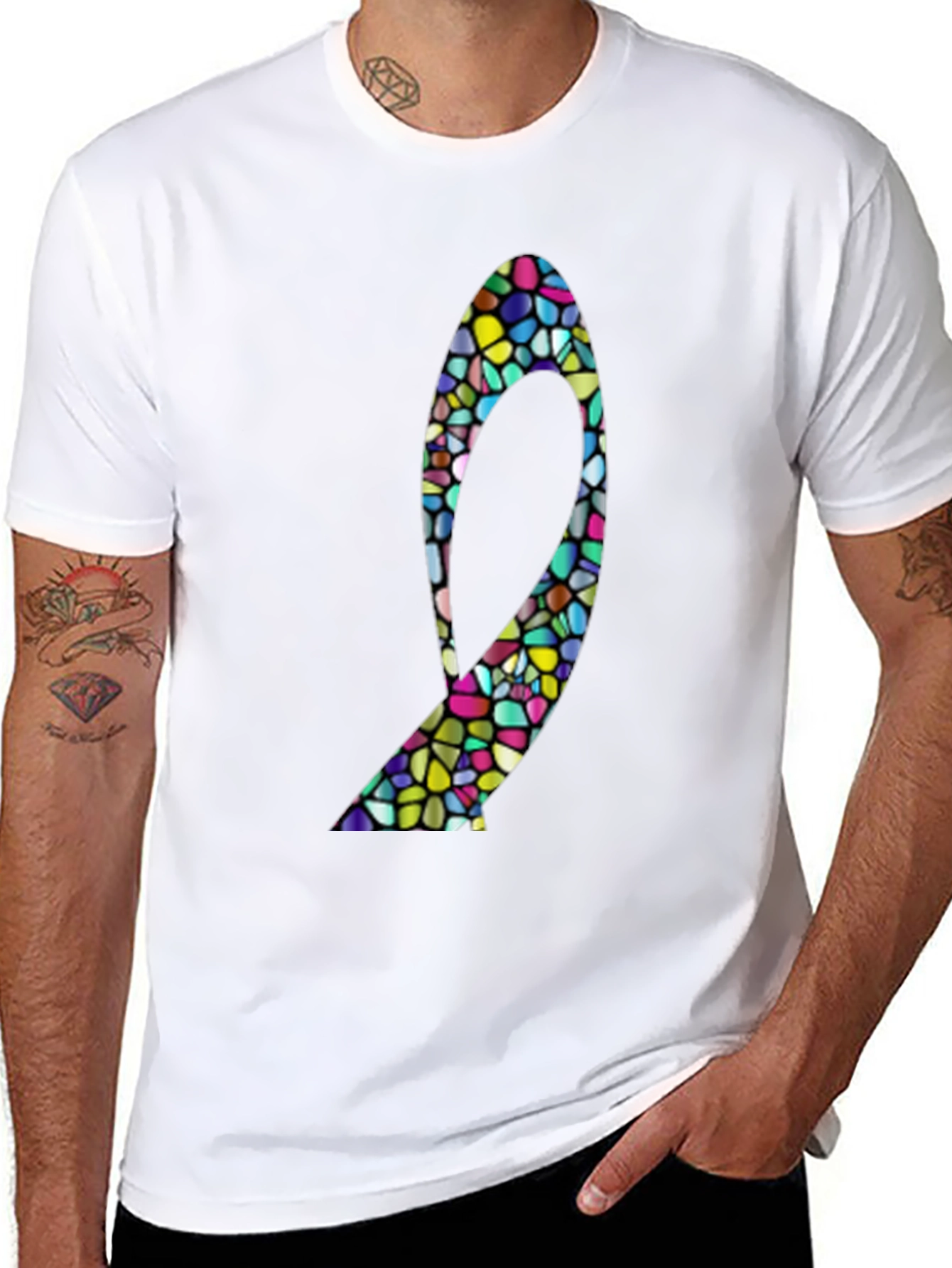 Mosaic Heel Black T-Shirt - Stylish Graphic Tee
