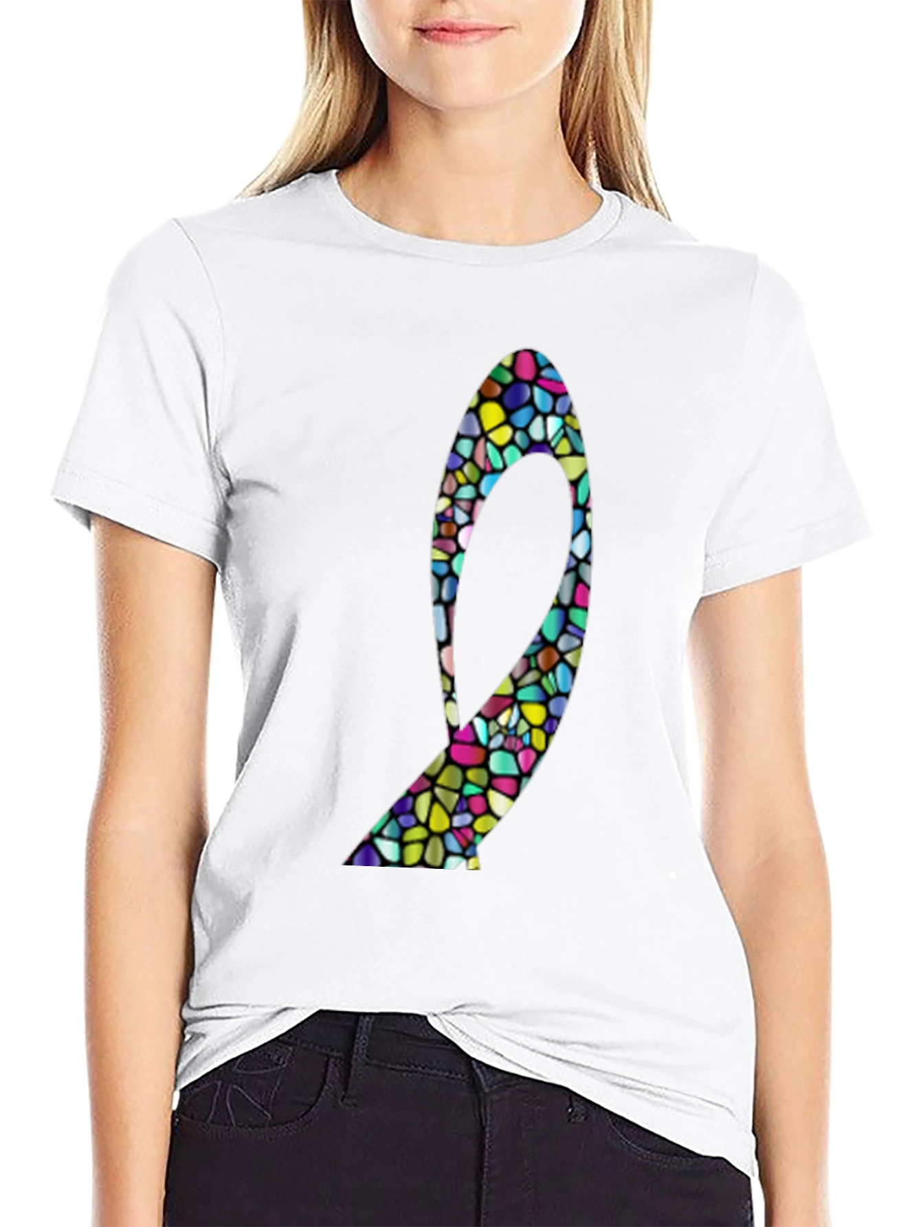 Mosaic Heel Black T-Shirt - Stylish Graphic Tee