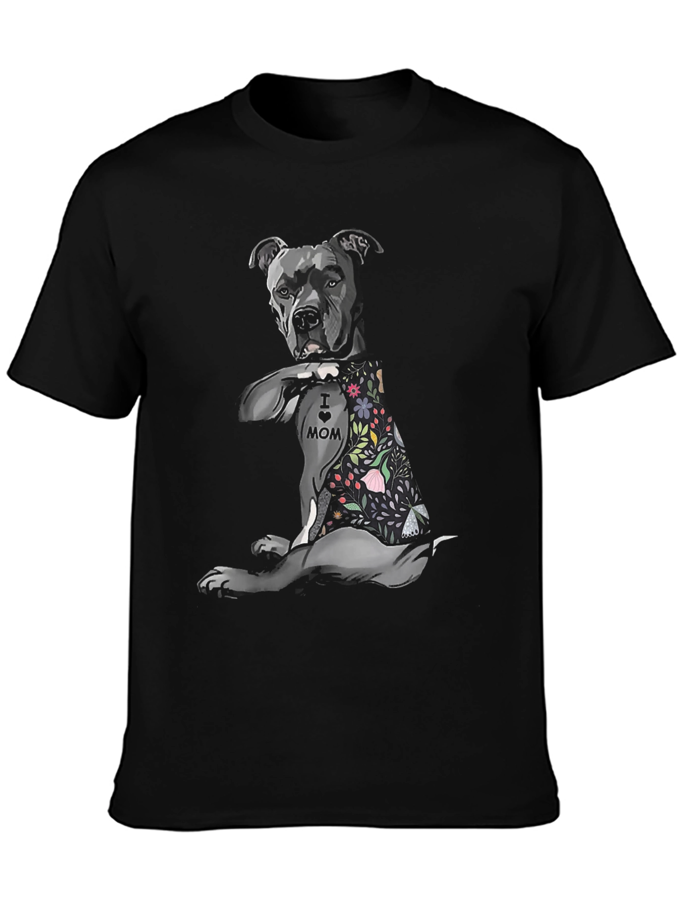 Pitbull Mom Tattoo Graphic T-Shirt