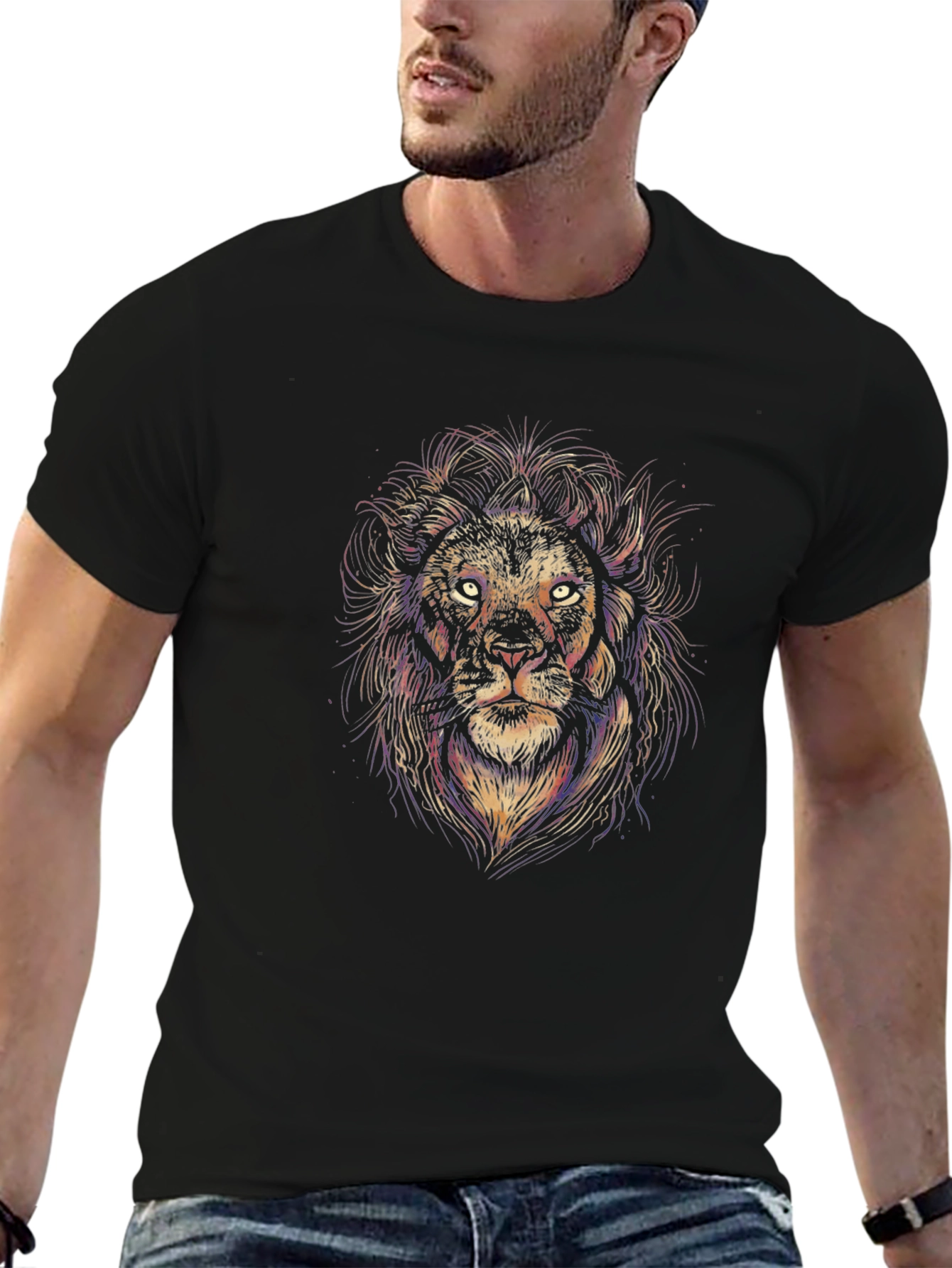 Lion Graphic Black T-Shirt