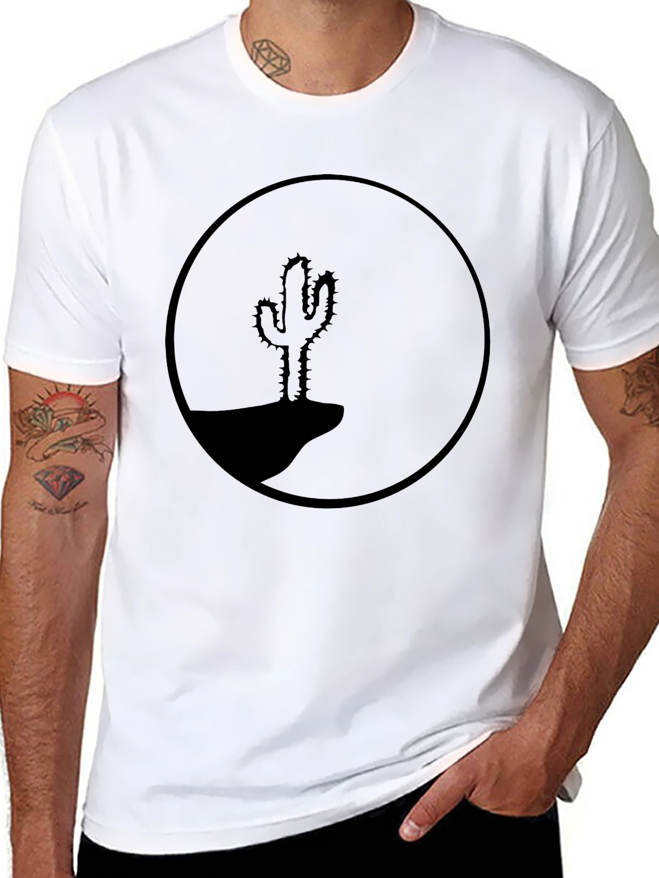 Cactus Silhouette Graphic Tee - Black Cotton
