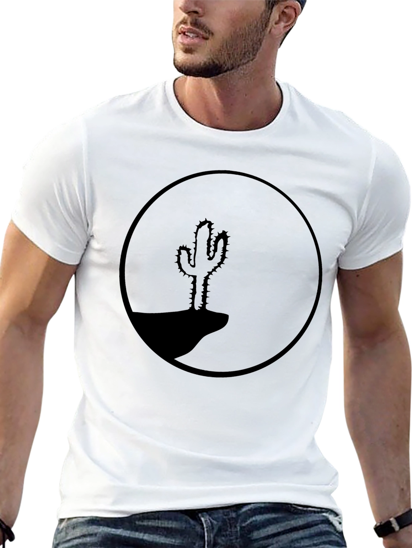 Cactus Silhouette Graphic Tee - Black Cotton