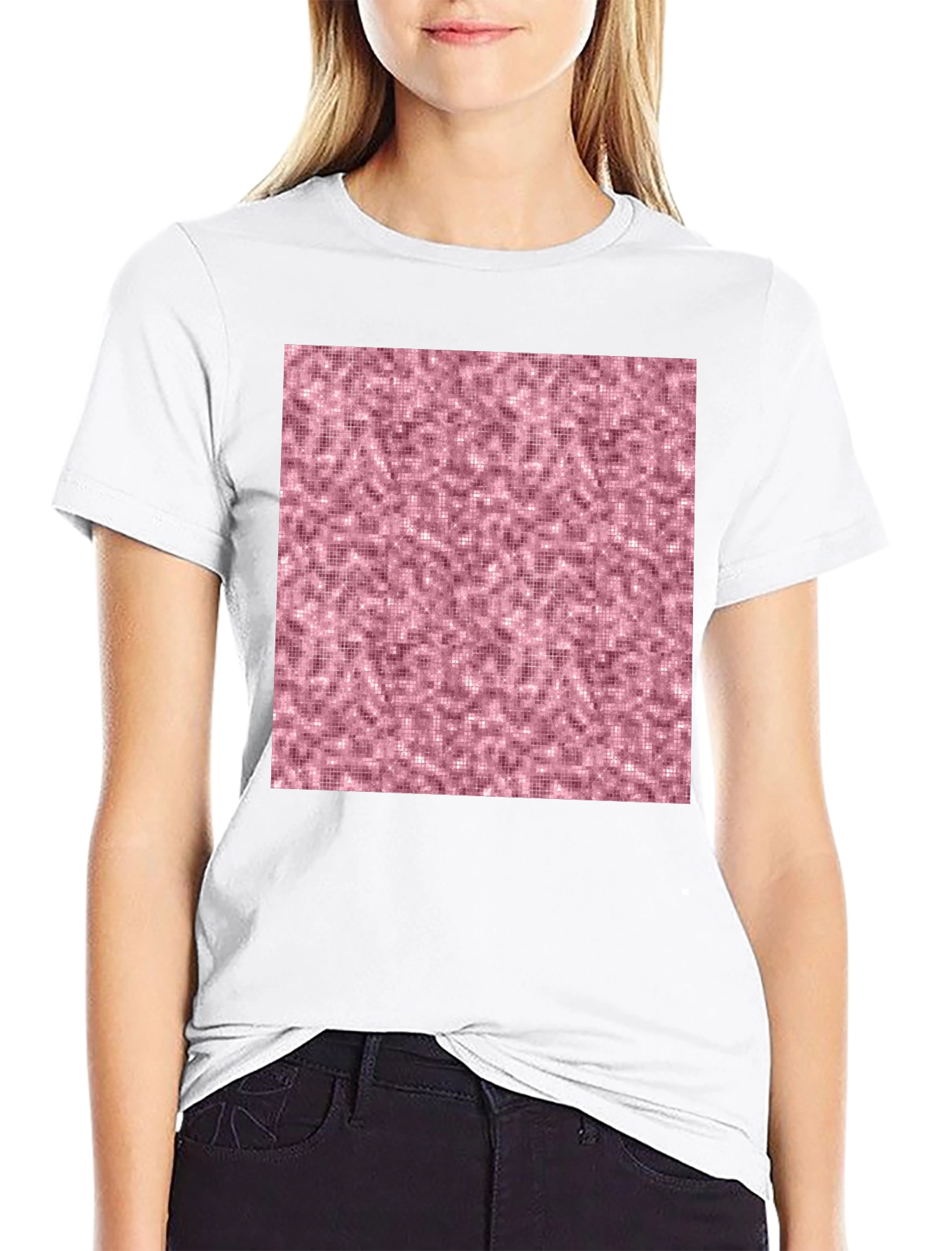 Stylish Black T-Shirt with Abstract Pink Pattern