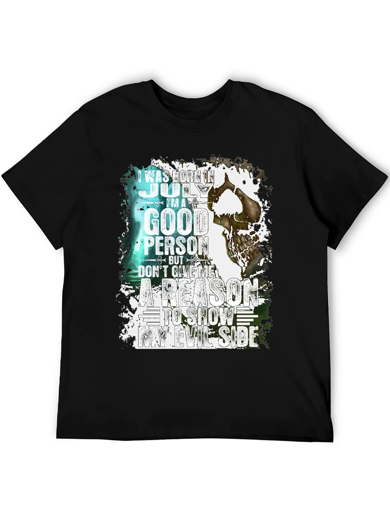 July Birthday Skull Graphic T-Shirt