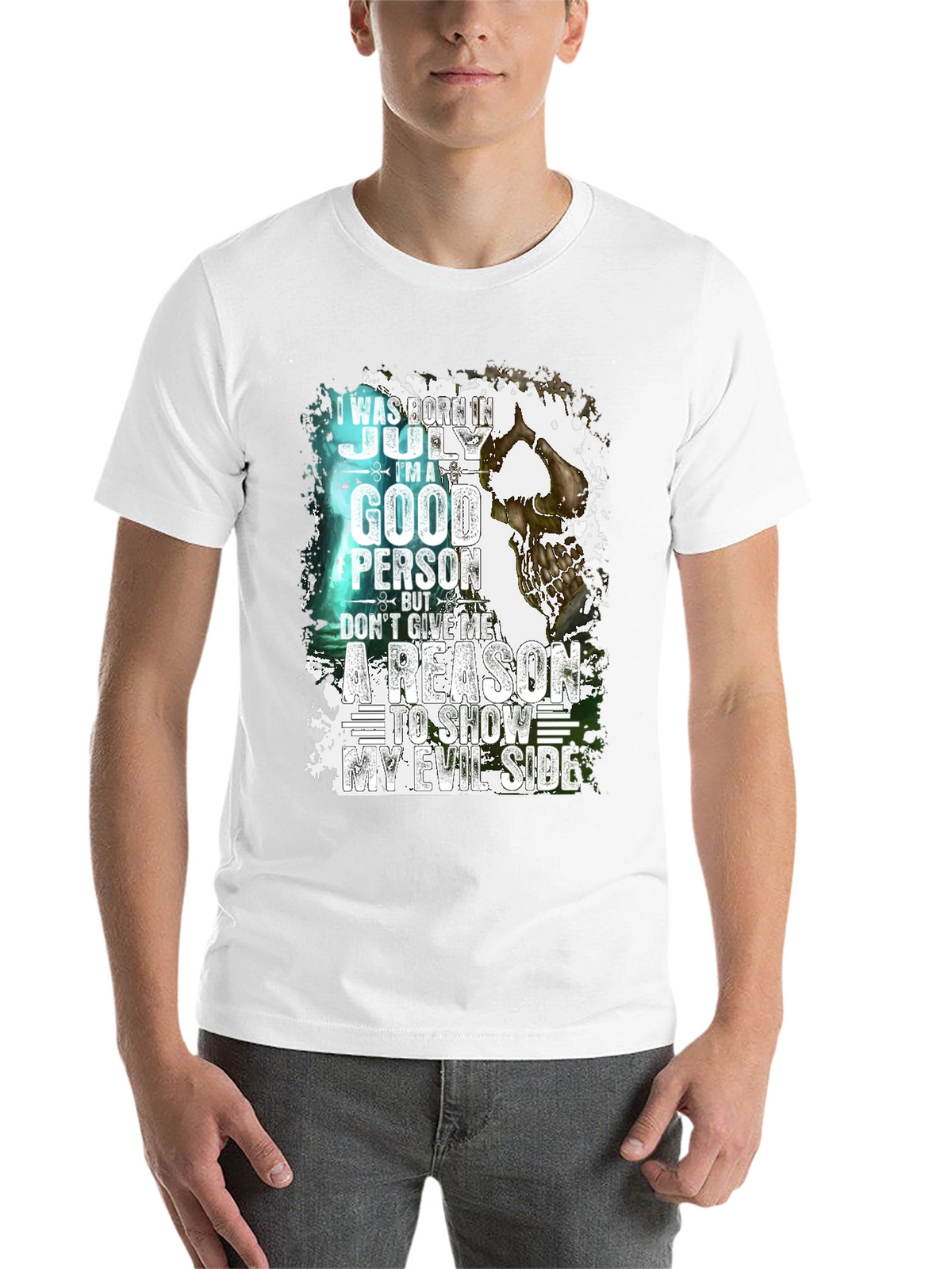 July Birthday Skull Graphic T-Shirt
