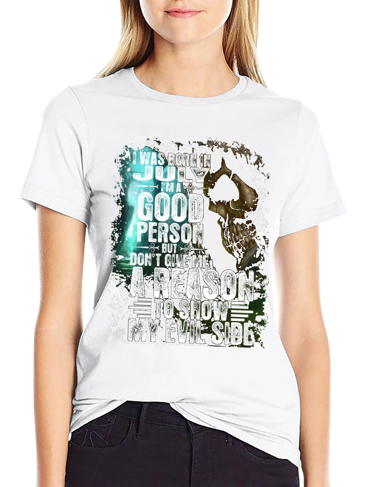 July Birthday Skull Graphic T-Shirt
