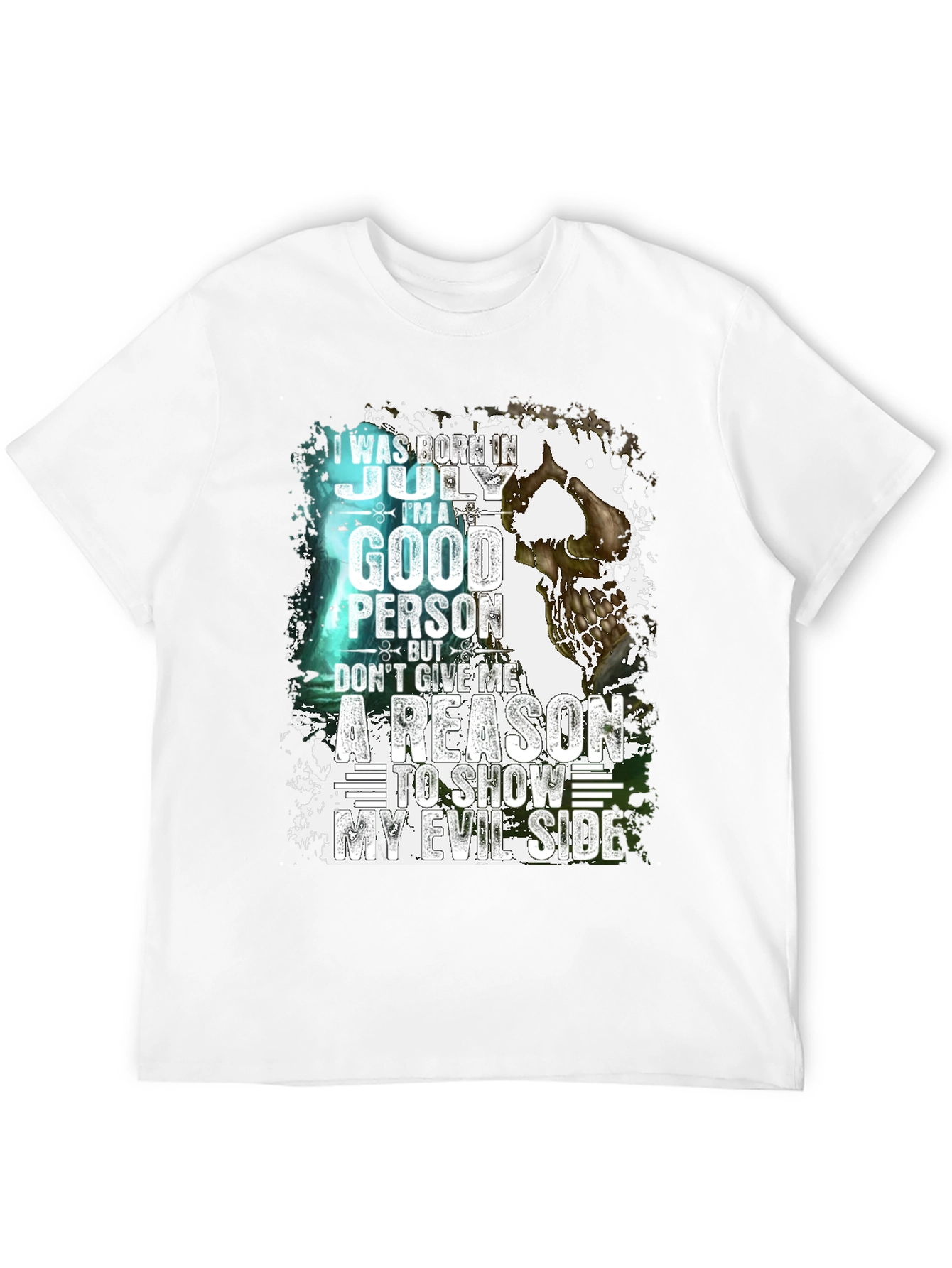 July Birthday Skull Graphic T-Shirt