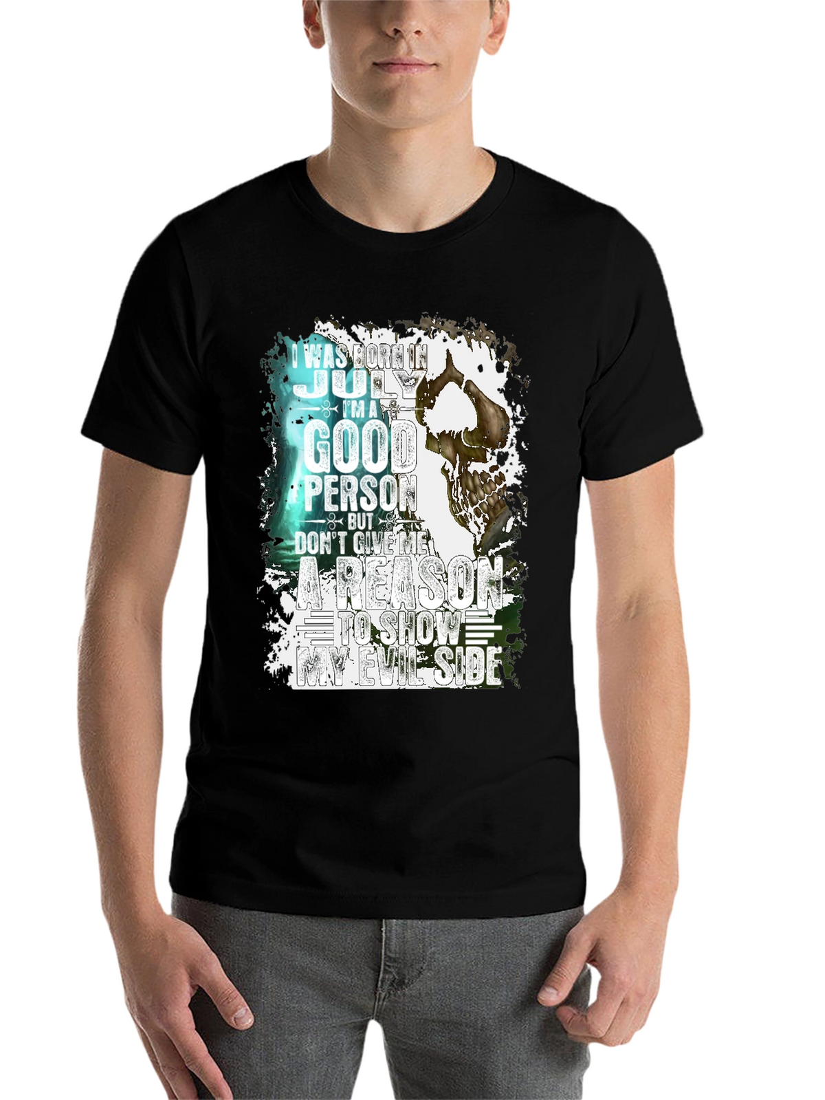 July Birthday Skull Graphic T-Shirt