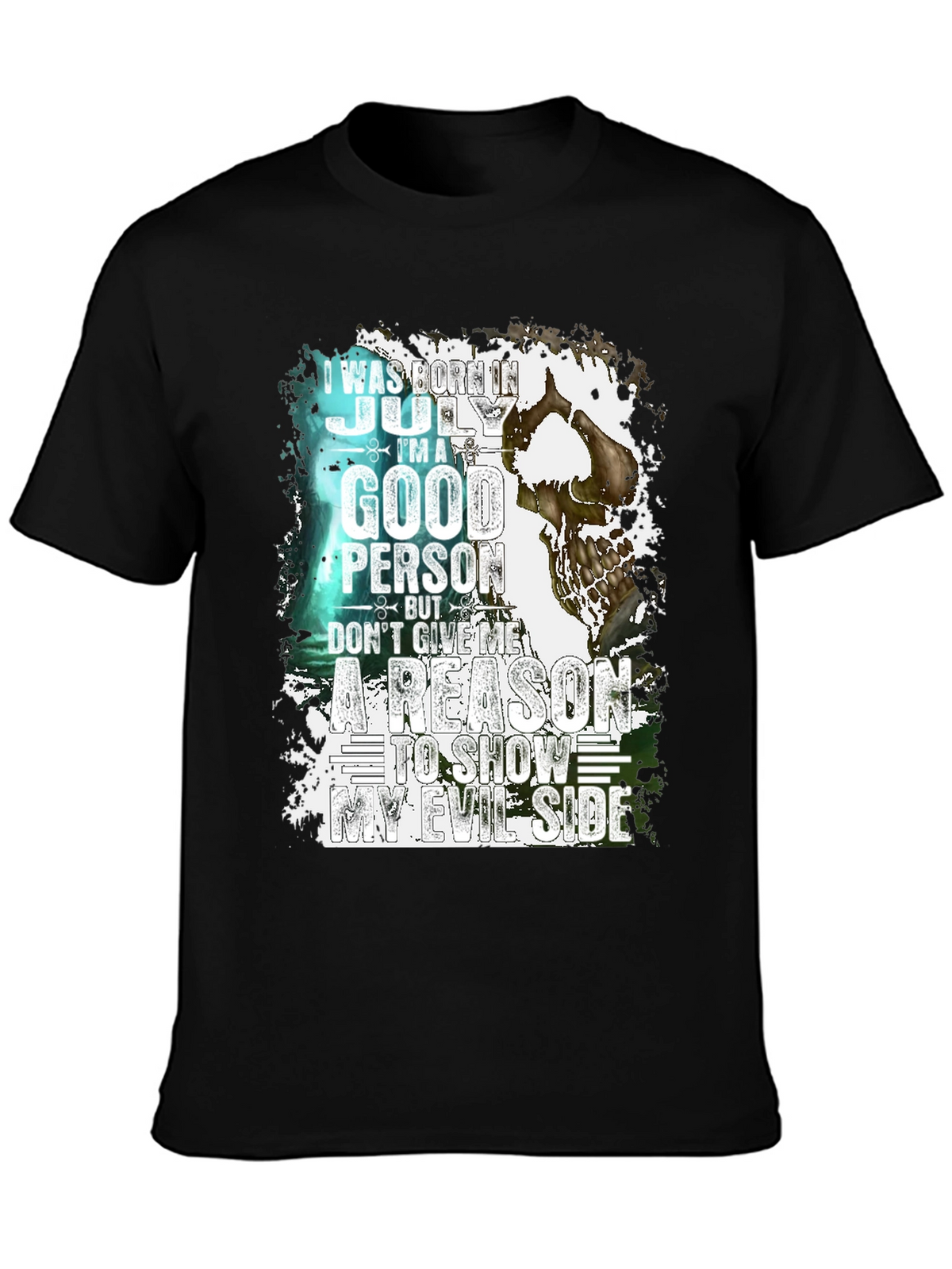 July Birthday Skull Graphic T-Shirt