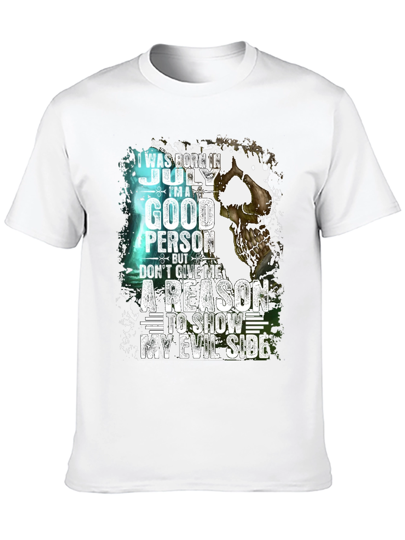 July Birthday Skull Graphic T-Shirt