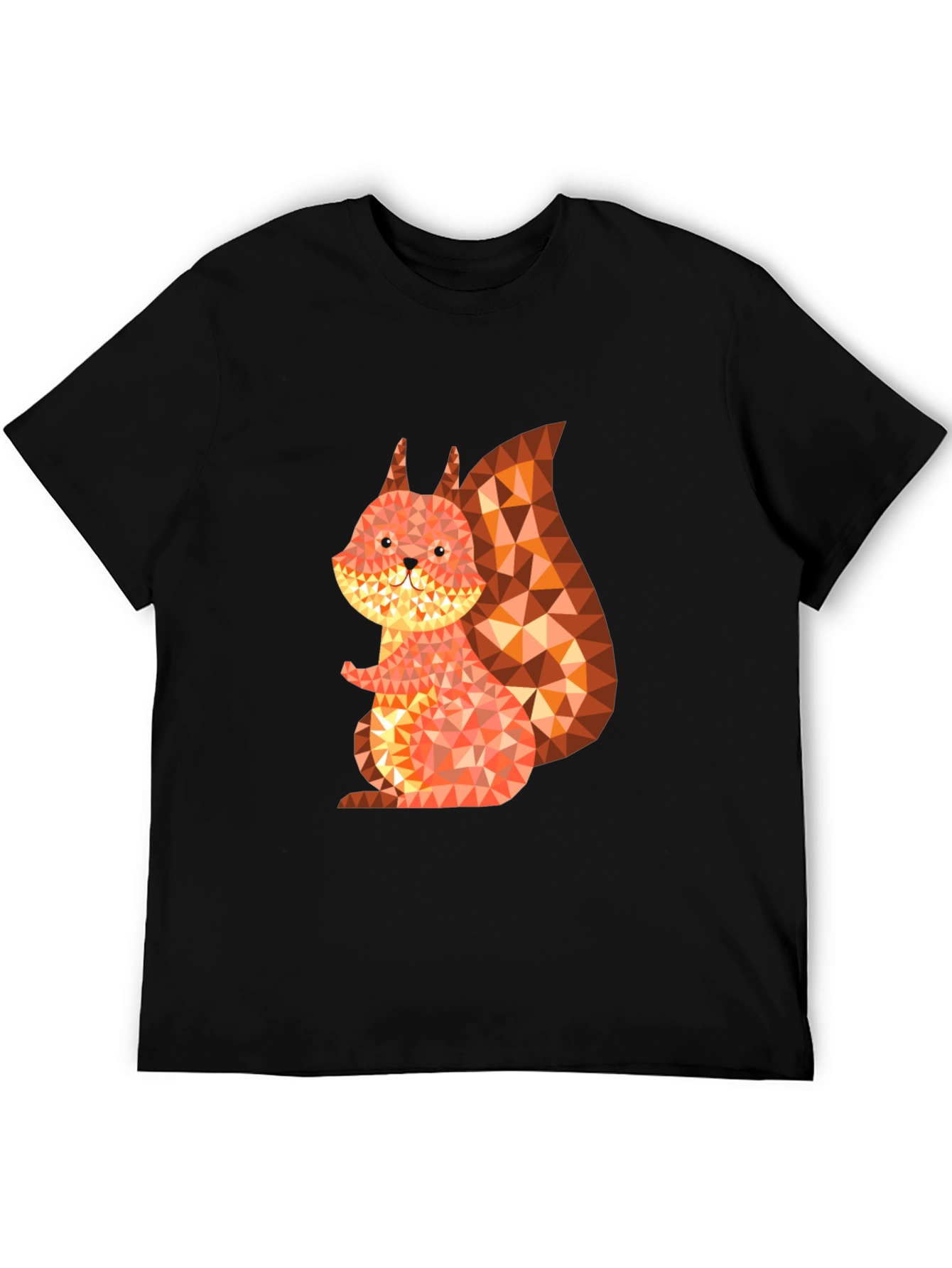 Geometric Squirrel Graphic Black Tee