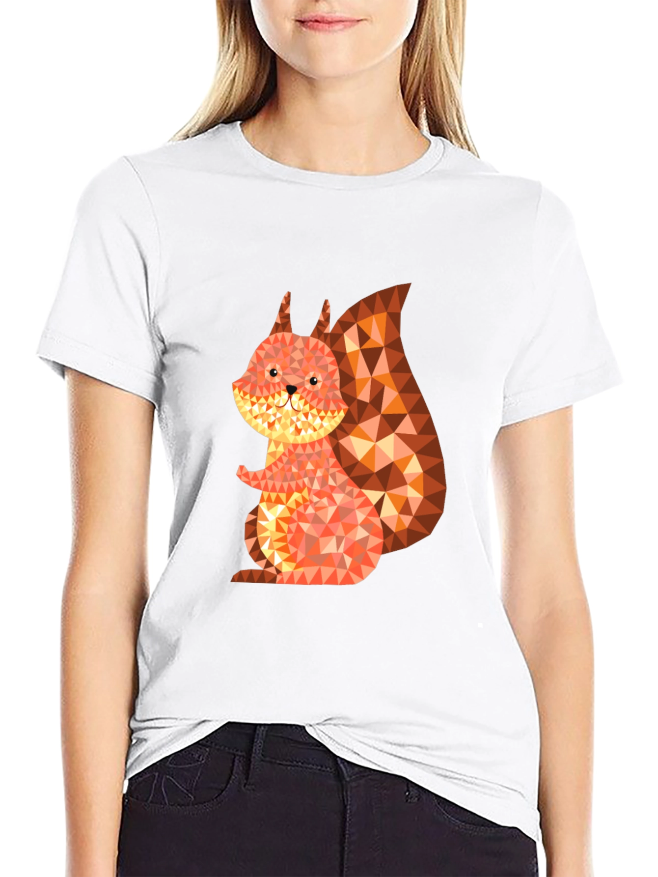 Geometric Squirrel Graphic Black Tee
