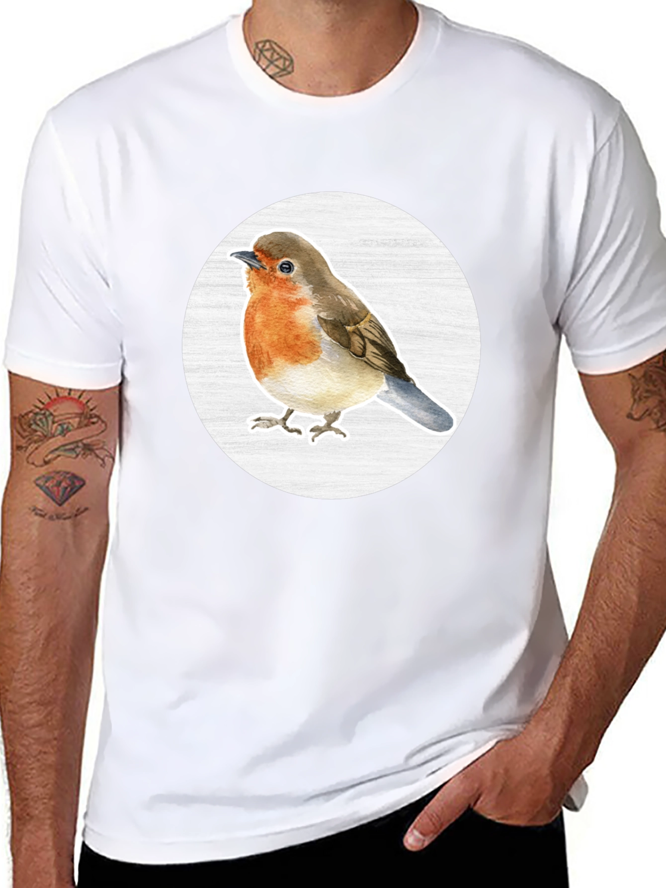 Robin Bird T-Shirt - Black Cotton Blend Tee