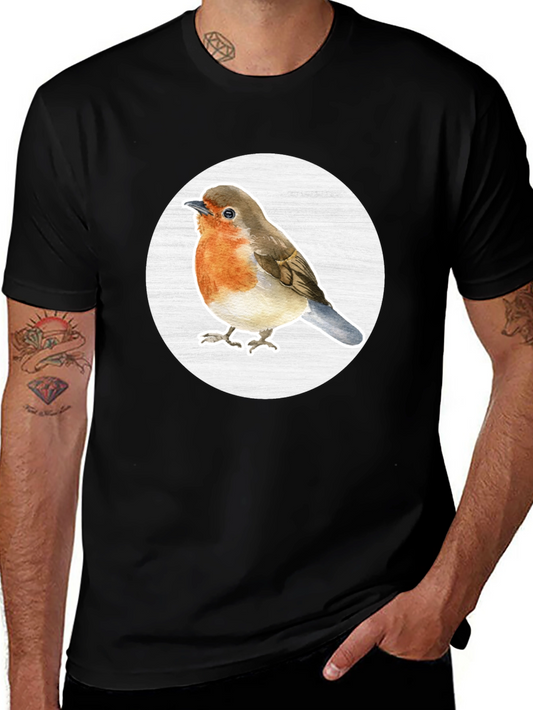 Robin Bird T-Shirt - Black Cotton Blend Tee