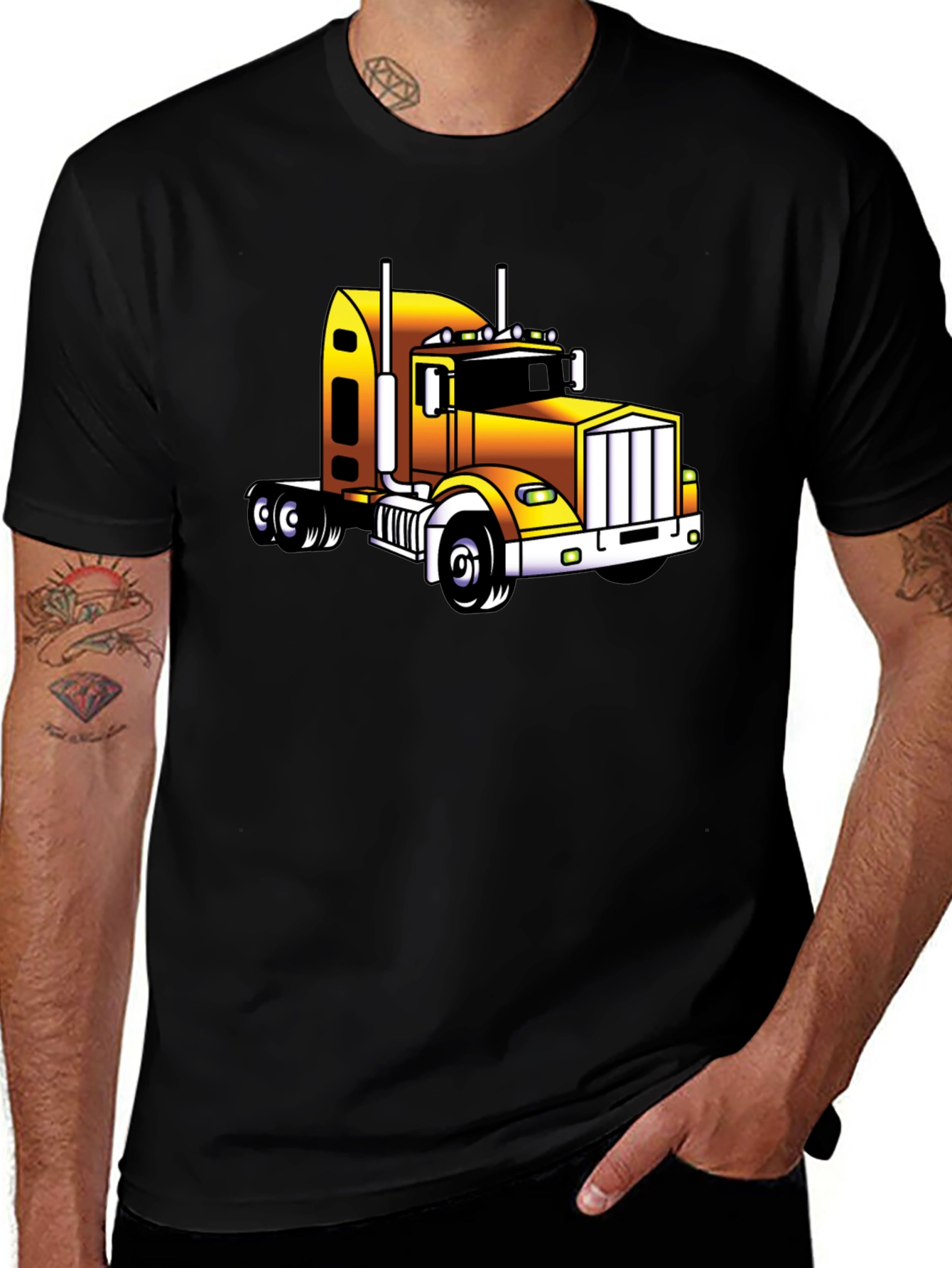 Truck Graphic Tee - Black T-Shirt for Men