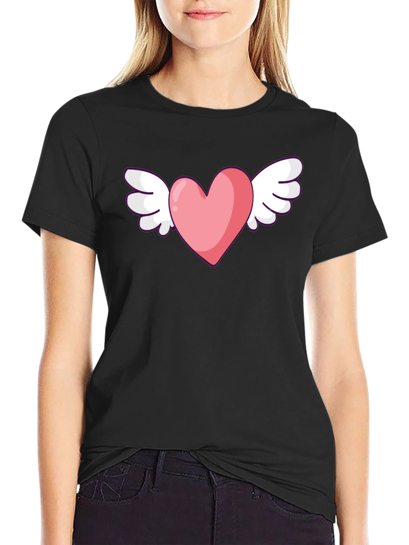 Heart With Wings Graphic Black T-Shirt