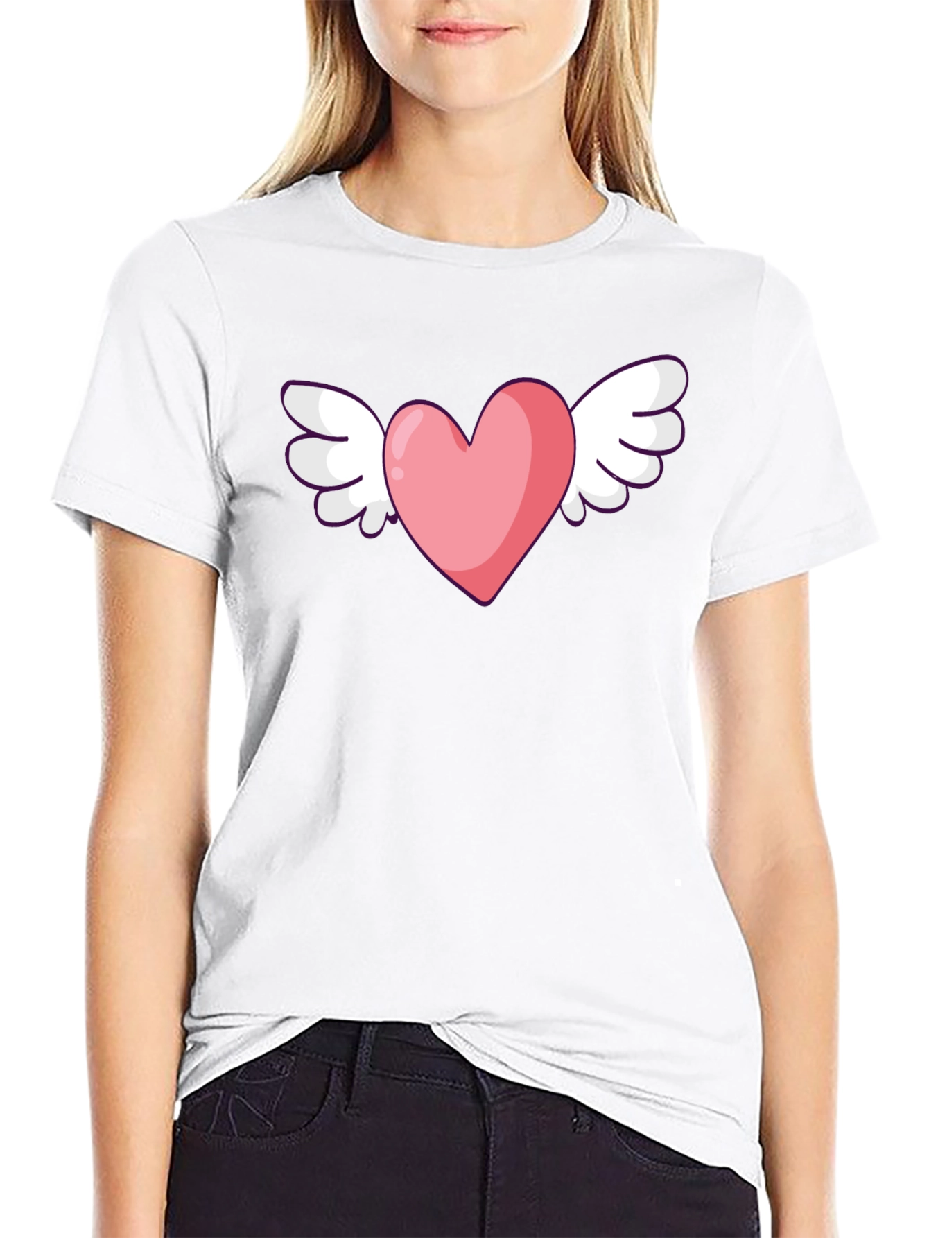 Heart With Wings Graphic Black T-Shirt