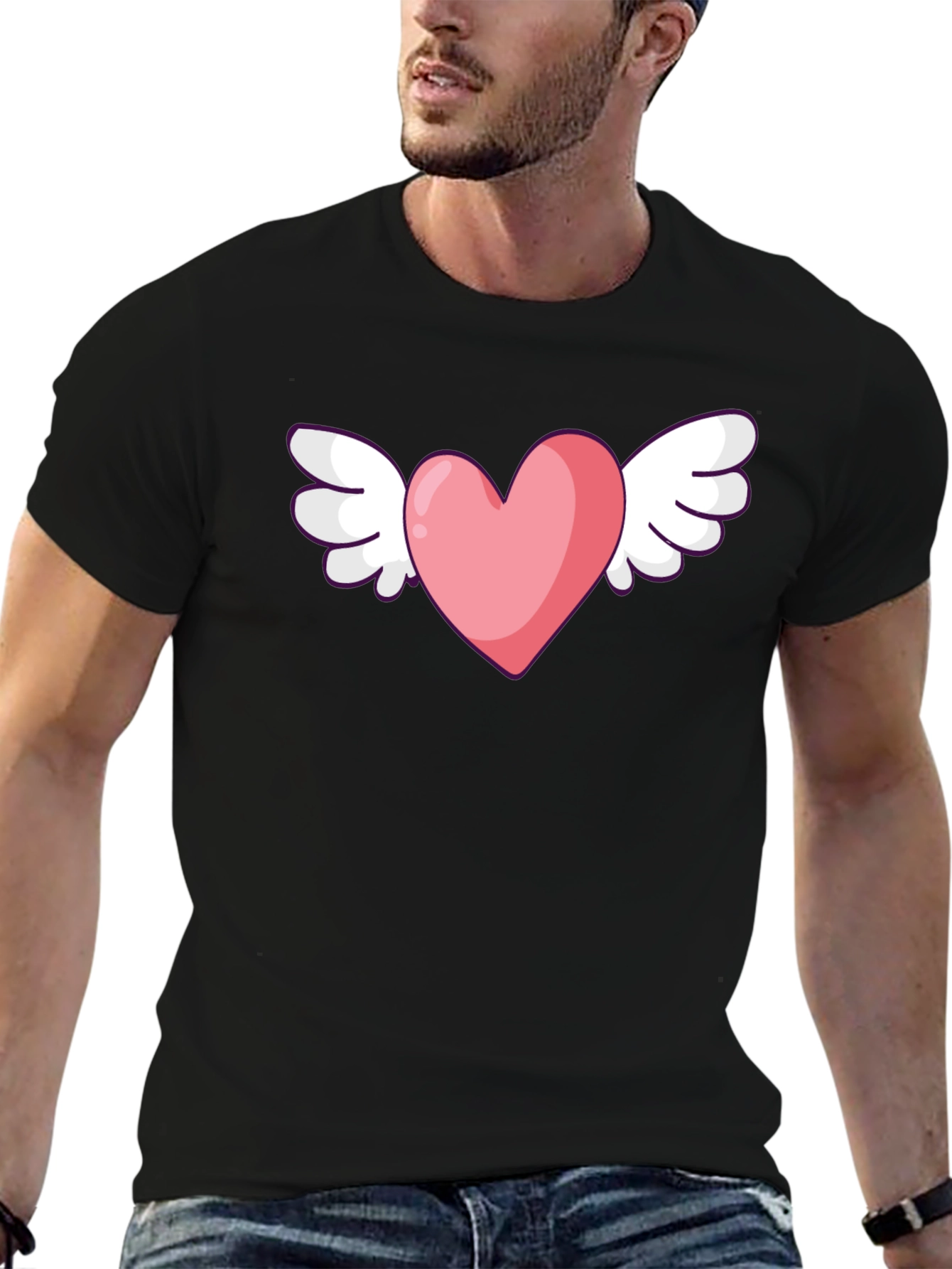 Heart With Wings Graphic Black T-Shirt