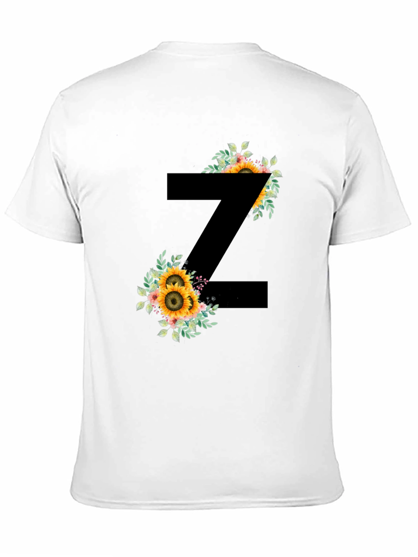 Floral Letter Z Black T-Shirt