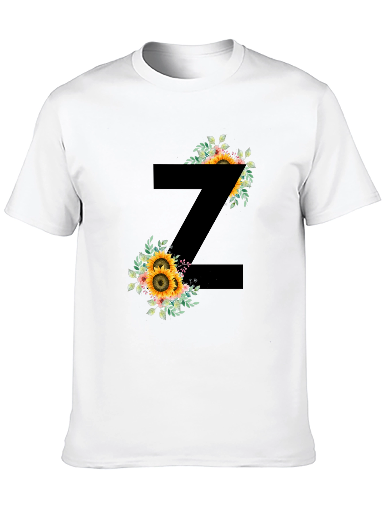 Floral Letter Z Black T-Shirt