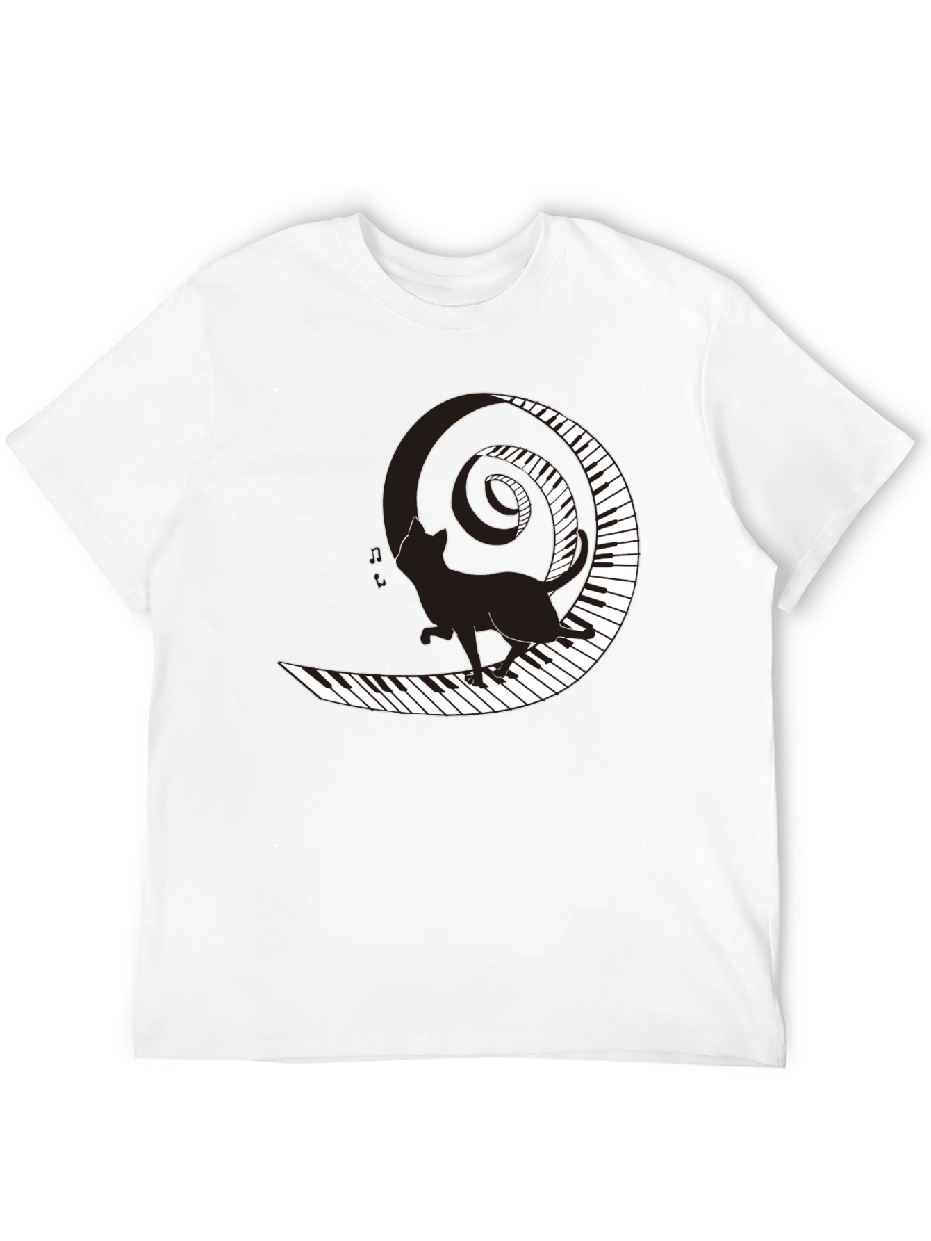 Cat on Piano Keys T-Shirt - Music Lover Tee