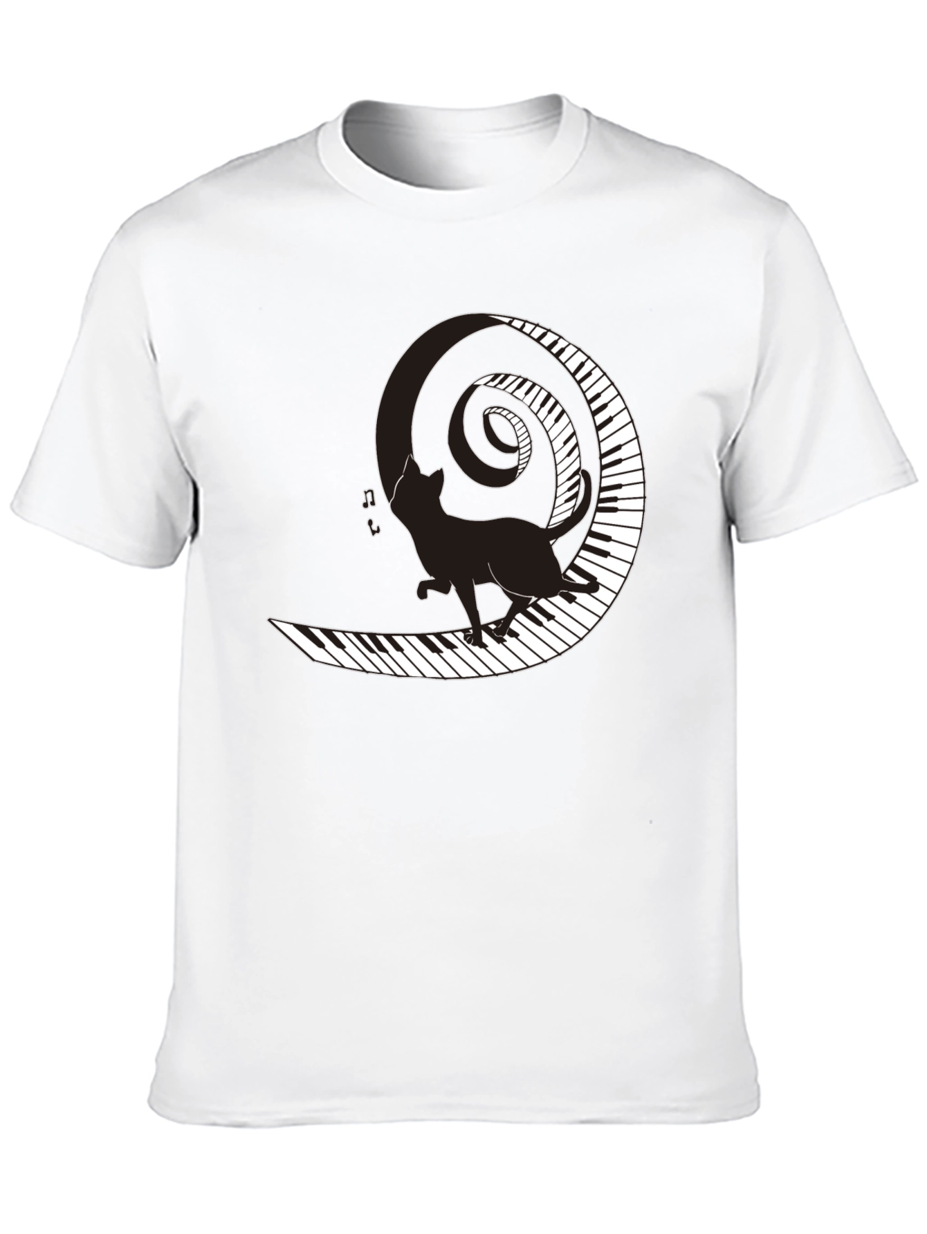 Cat on Piano Keys T-Shirt - Music Lover Tee