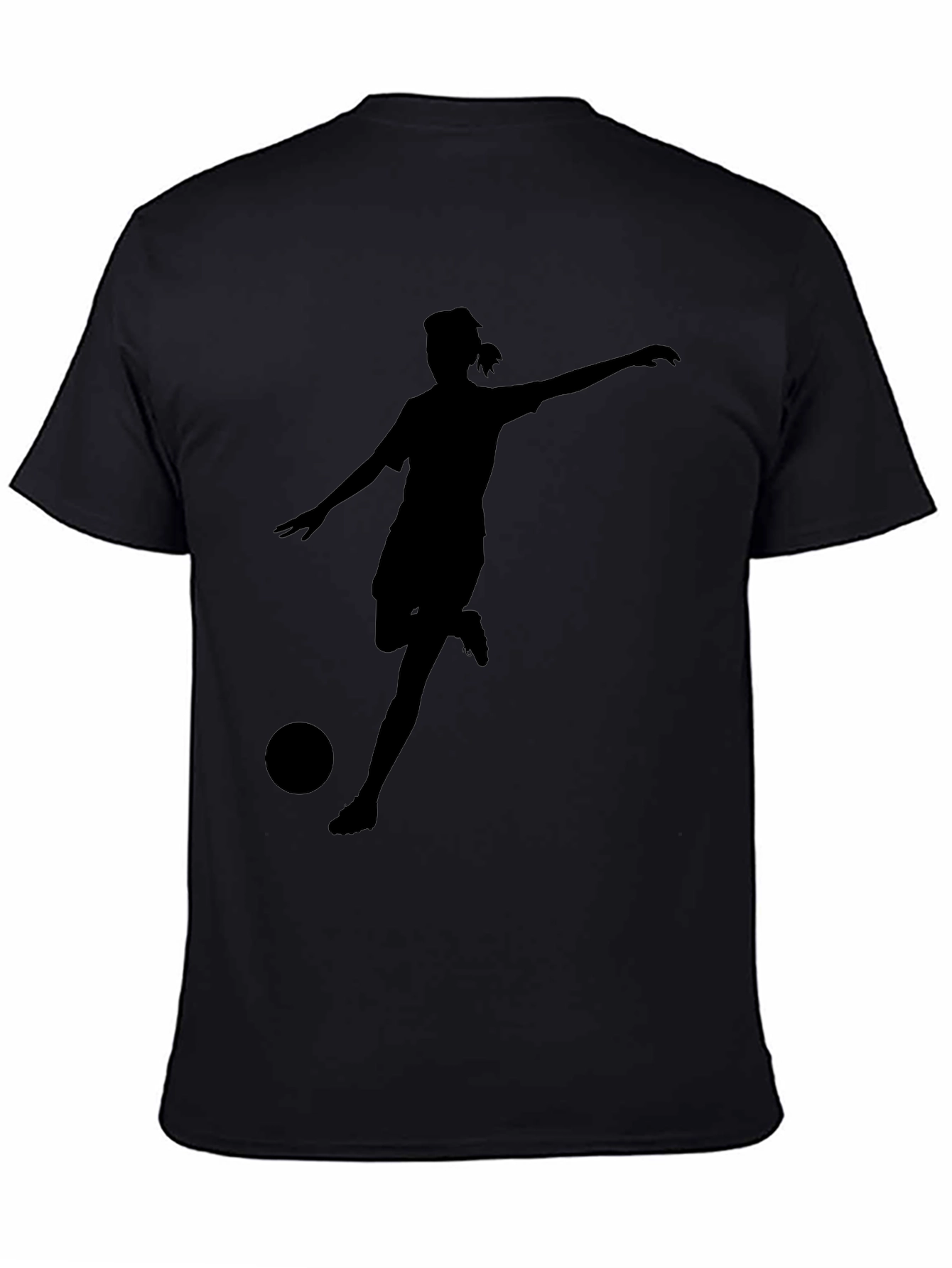 Soccer Player Silhouette Black T-Shirt