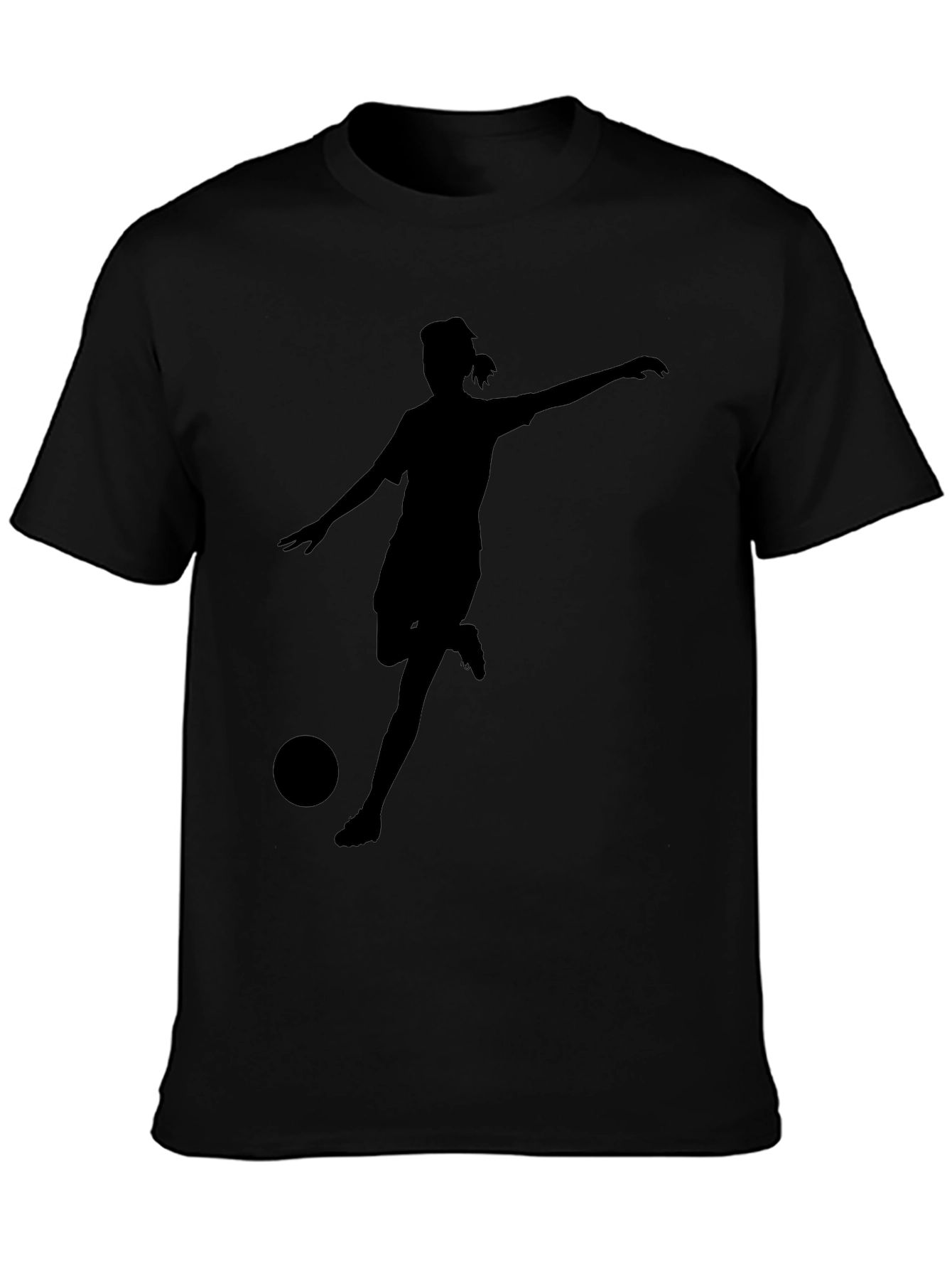 Soccer Player Silhouette Black T-Shirt