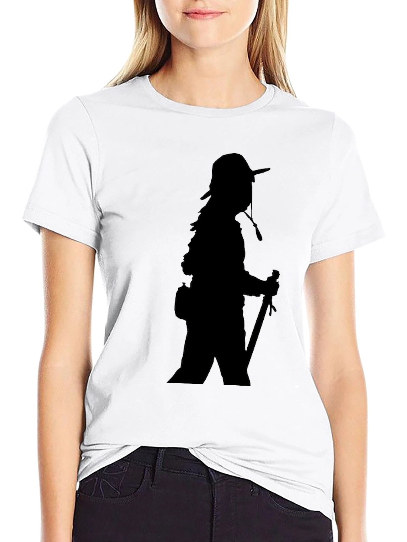 Black T-Shirt with Hiker Graphic