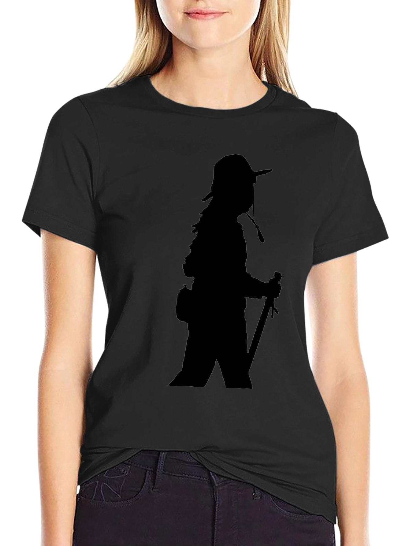 Black T-Shirt with Hiker Graphic
