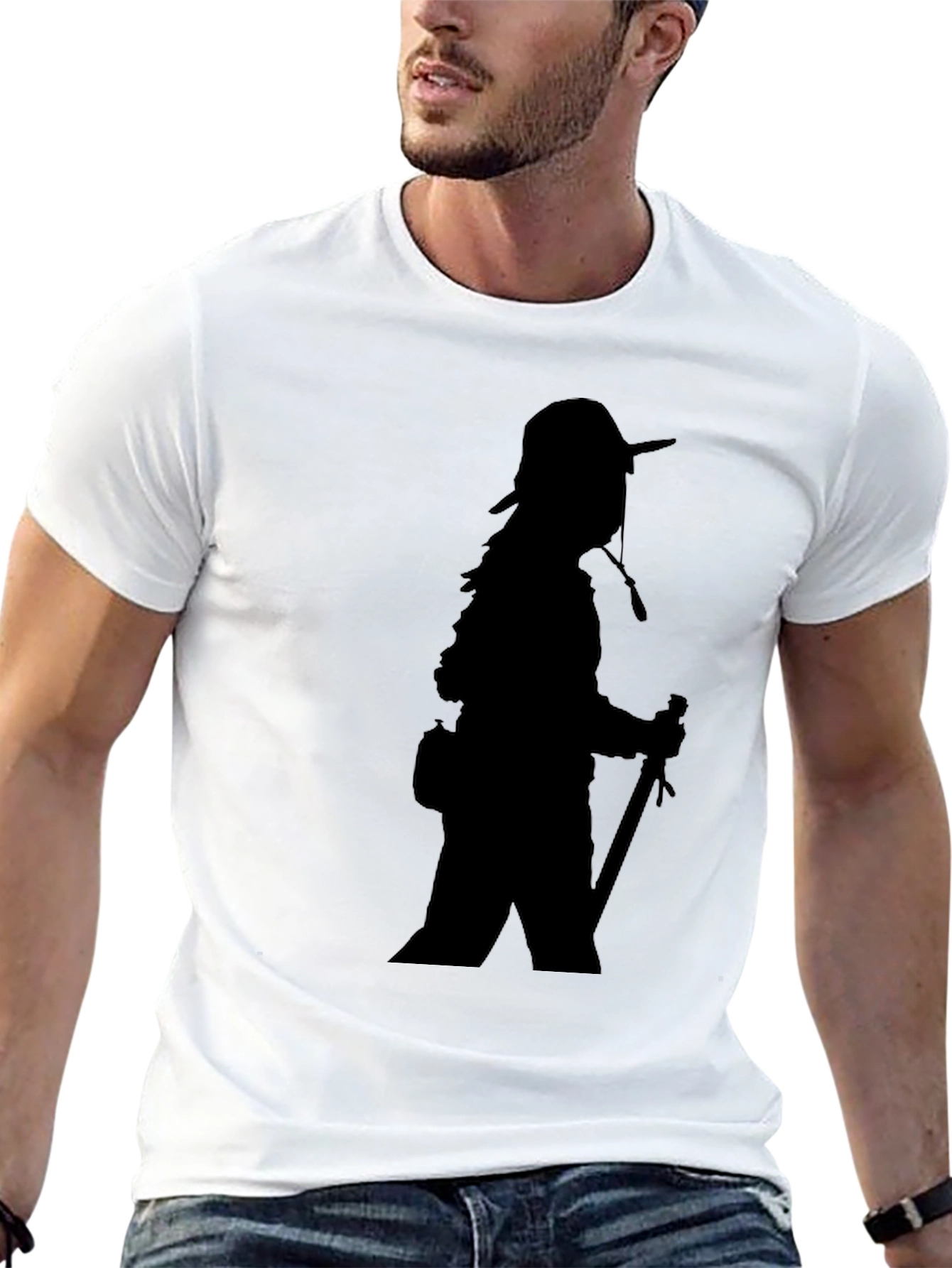 Black T-Shirt with Hiker Graphic