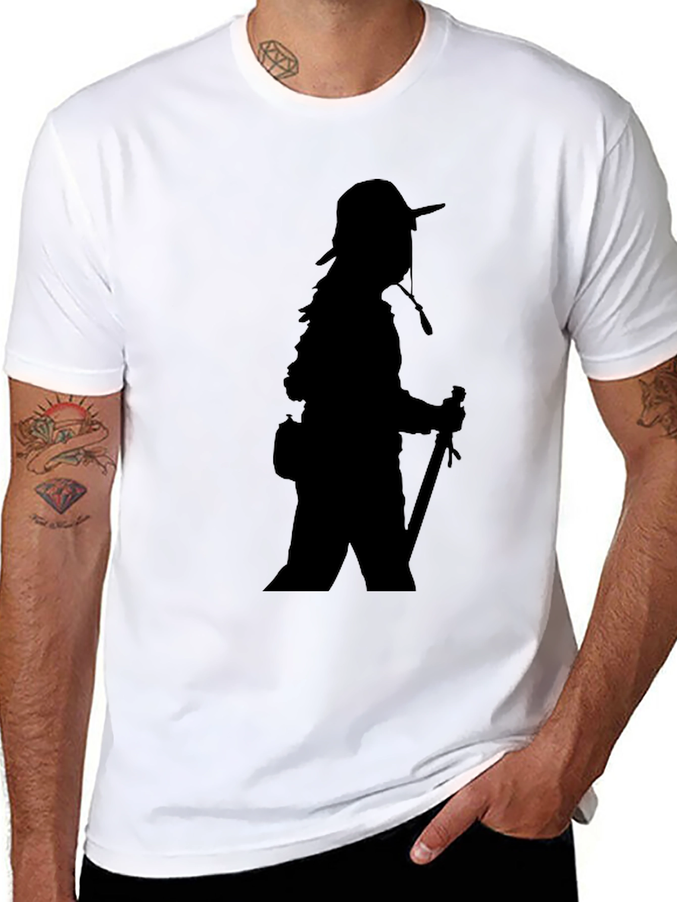 Black T-Shirt with Hiker Graphic