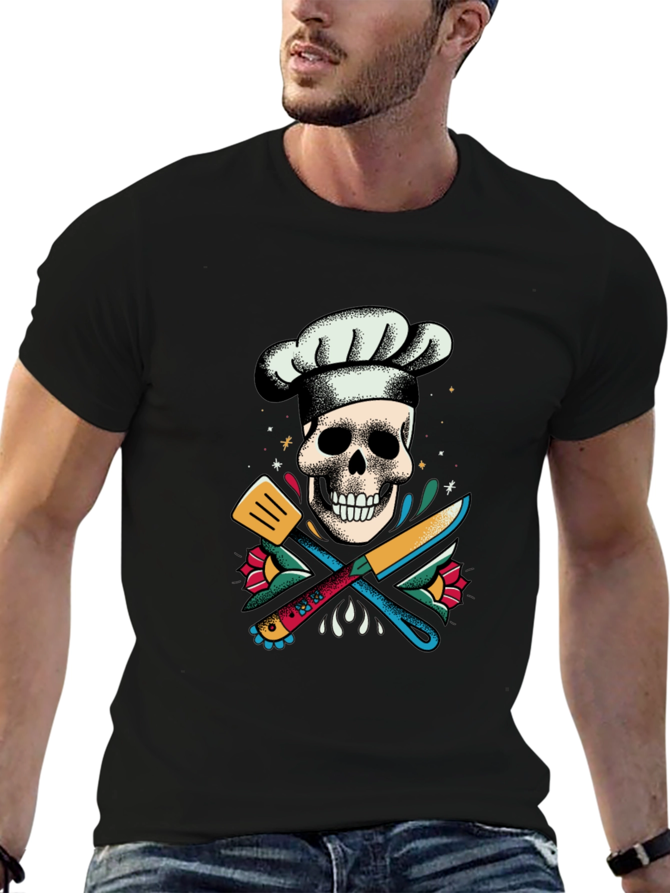 Chef Skull Graphic Tee - Culinary Art