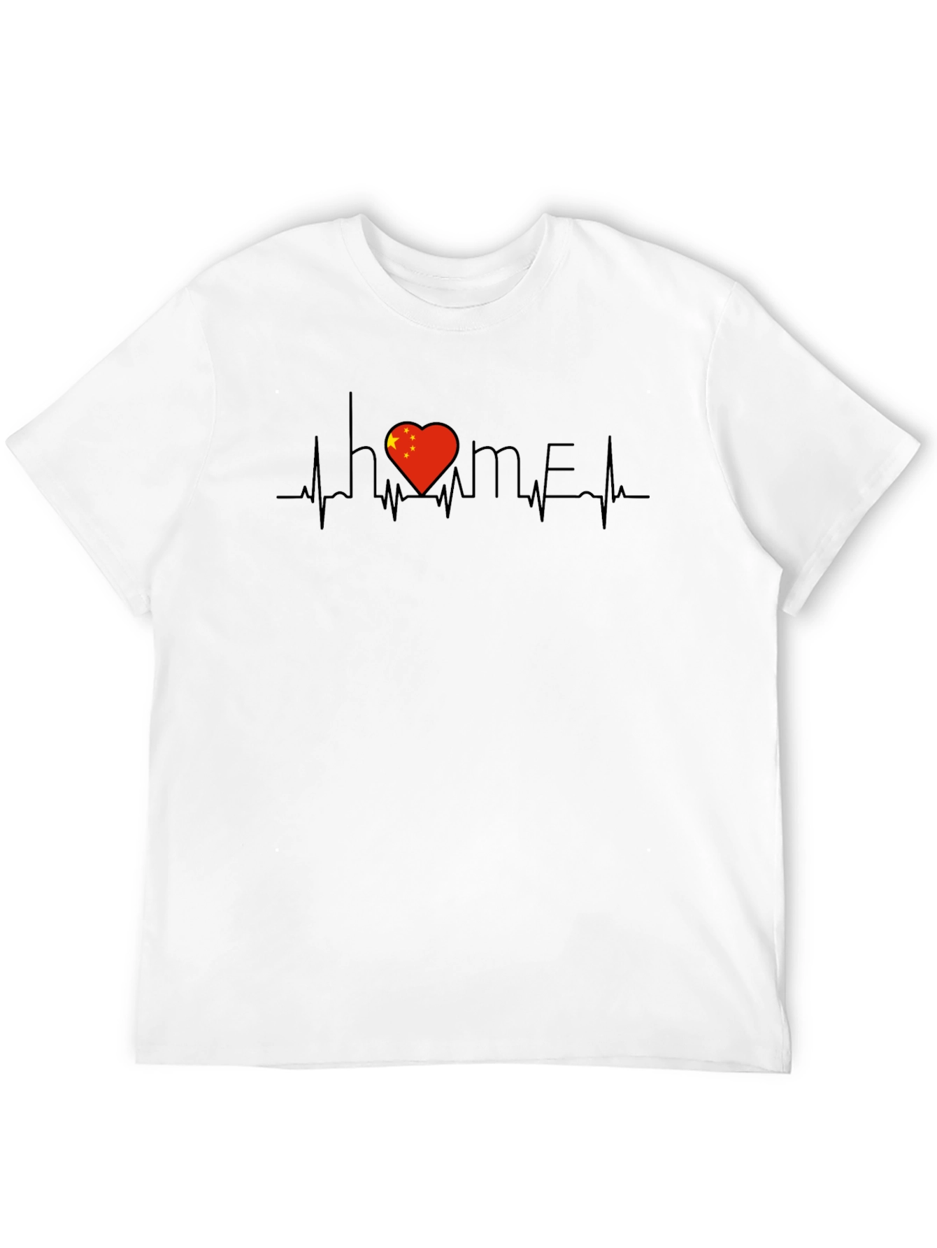 China Flag Heartbeat Home T-Shirt - Stylish & Patriotic