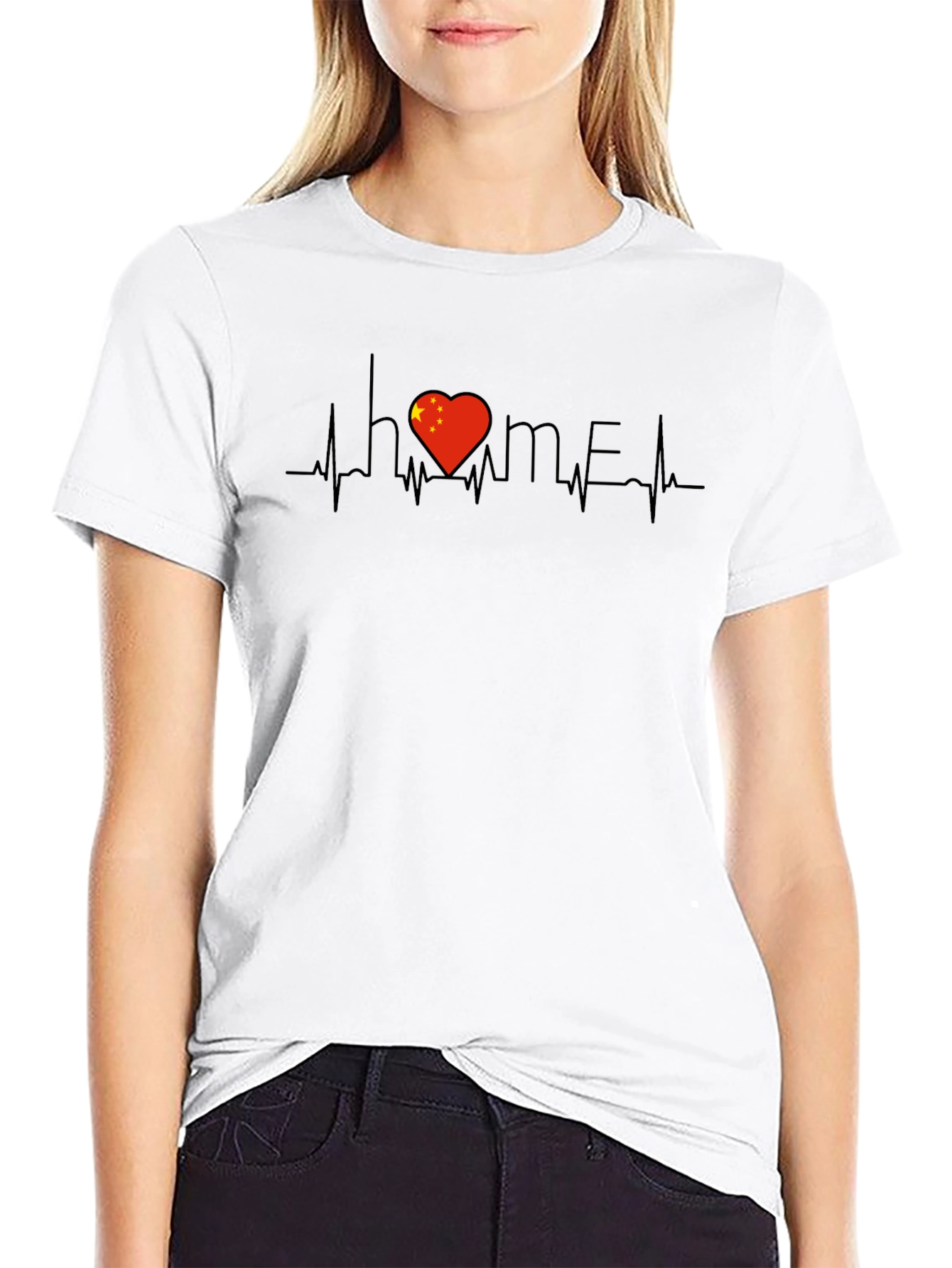 China Flag Heartbeat Home T-Shirt - Stylish & Patriotic