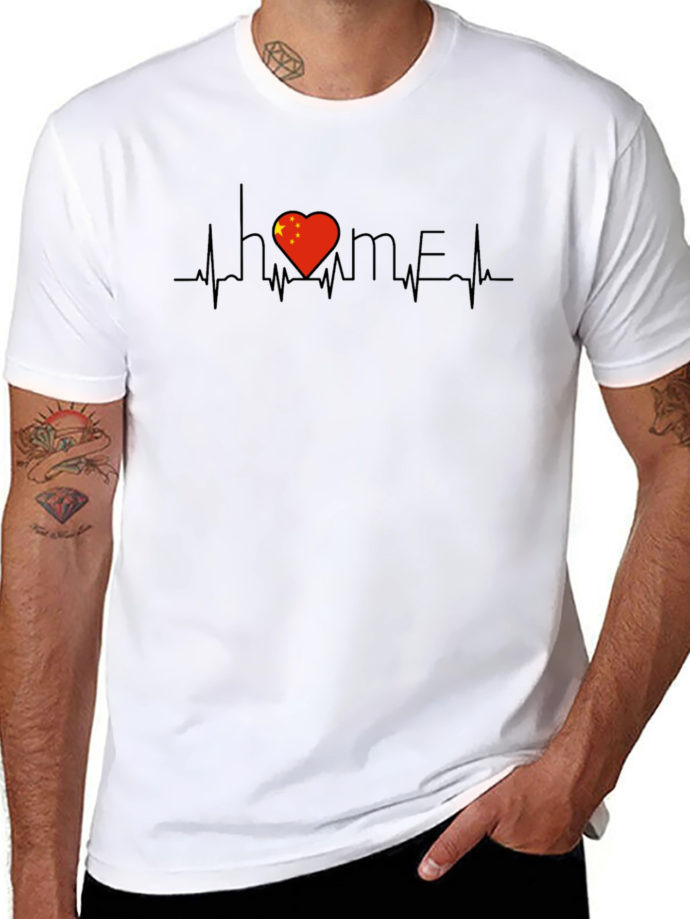 China Flag Heartbeat Home T-Shirt - Stylish & Patriotic
